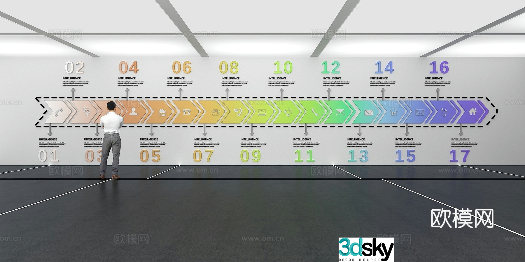 Cultural wall Corporate culture wall Display wall Theme wall Exhibition hall Campus culture Corridor 3D model