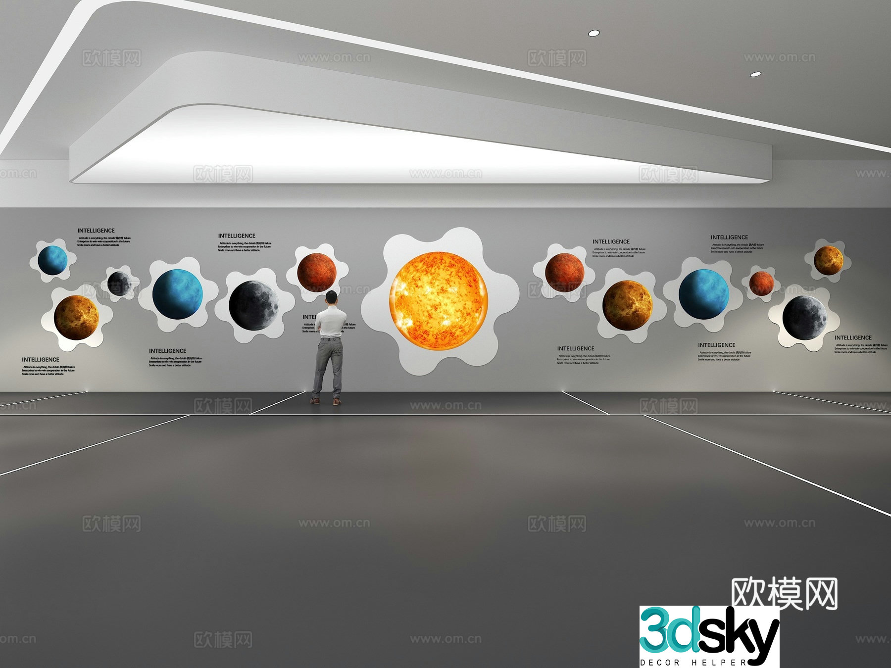 Cultural Wall Galaxy Culture Wall Display Wall Classroom Exhibition Hall Campus Culture Corridor 3D Model