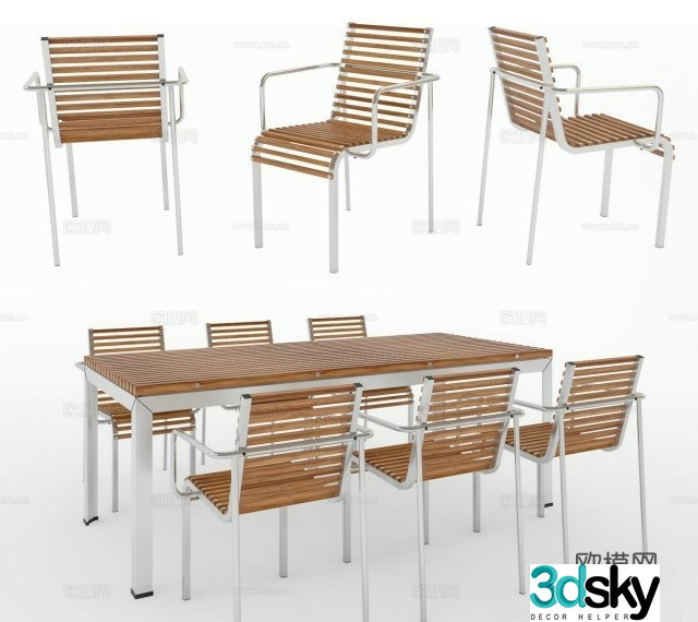 Outdoor table and chair 3d model