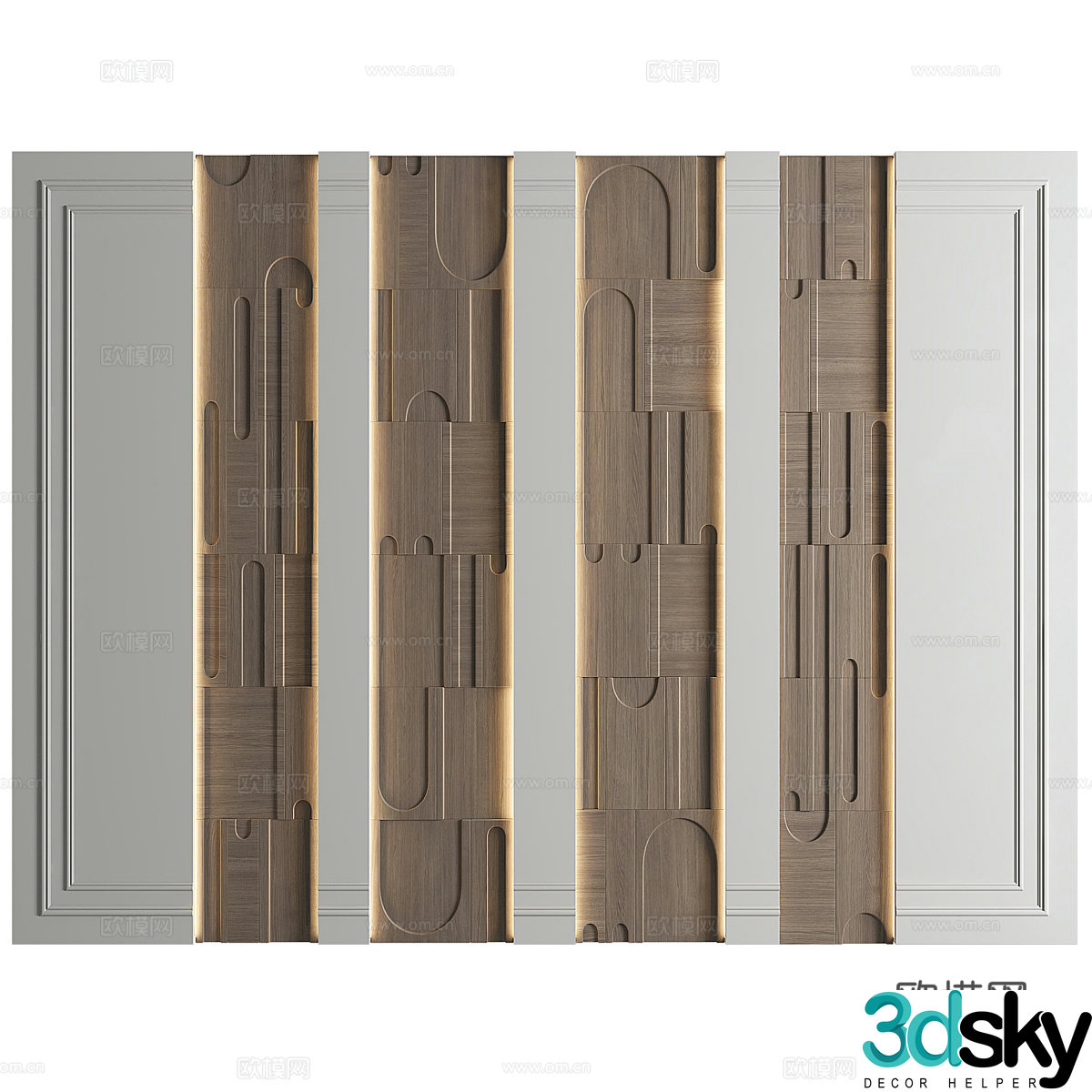 Modern light luxury background wall 3d model