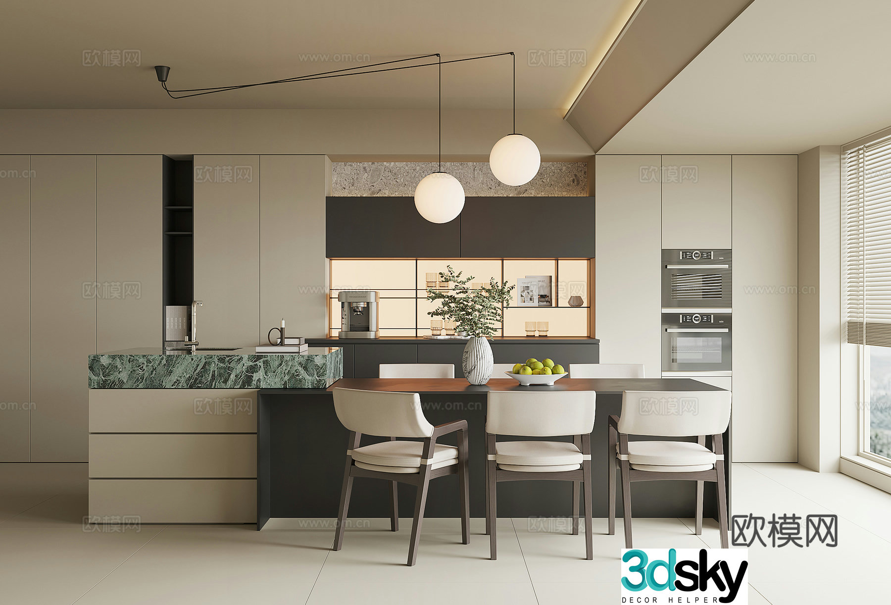 Modern home restaurant 3d model