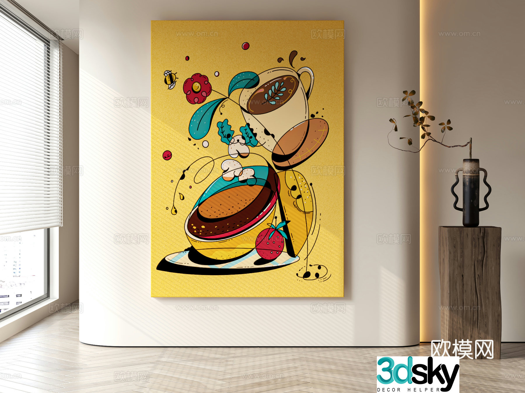 Modern style decorative painting 3d model