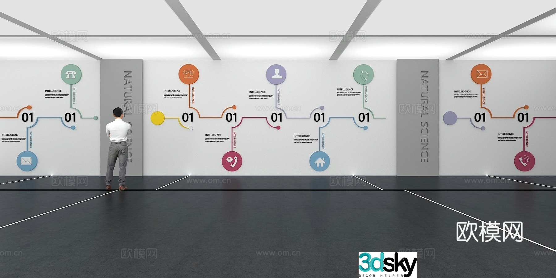 Cultural wall Corporate culture wall Display wall Classroom Exhibition hall Campus culture Corridor 3D model