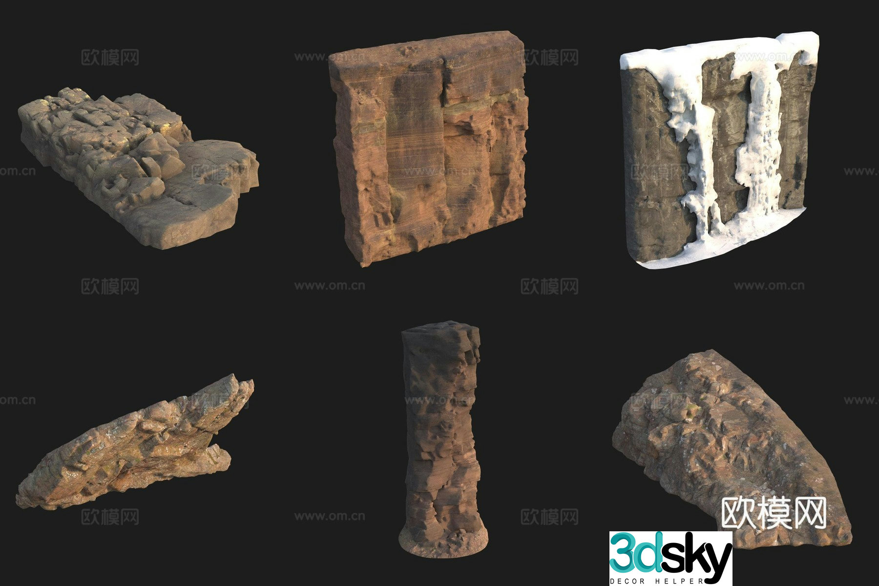 Cliff Big Stone Rocks Big Rock Ice and Snow 3D Model
