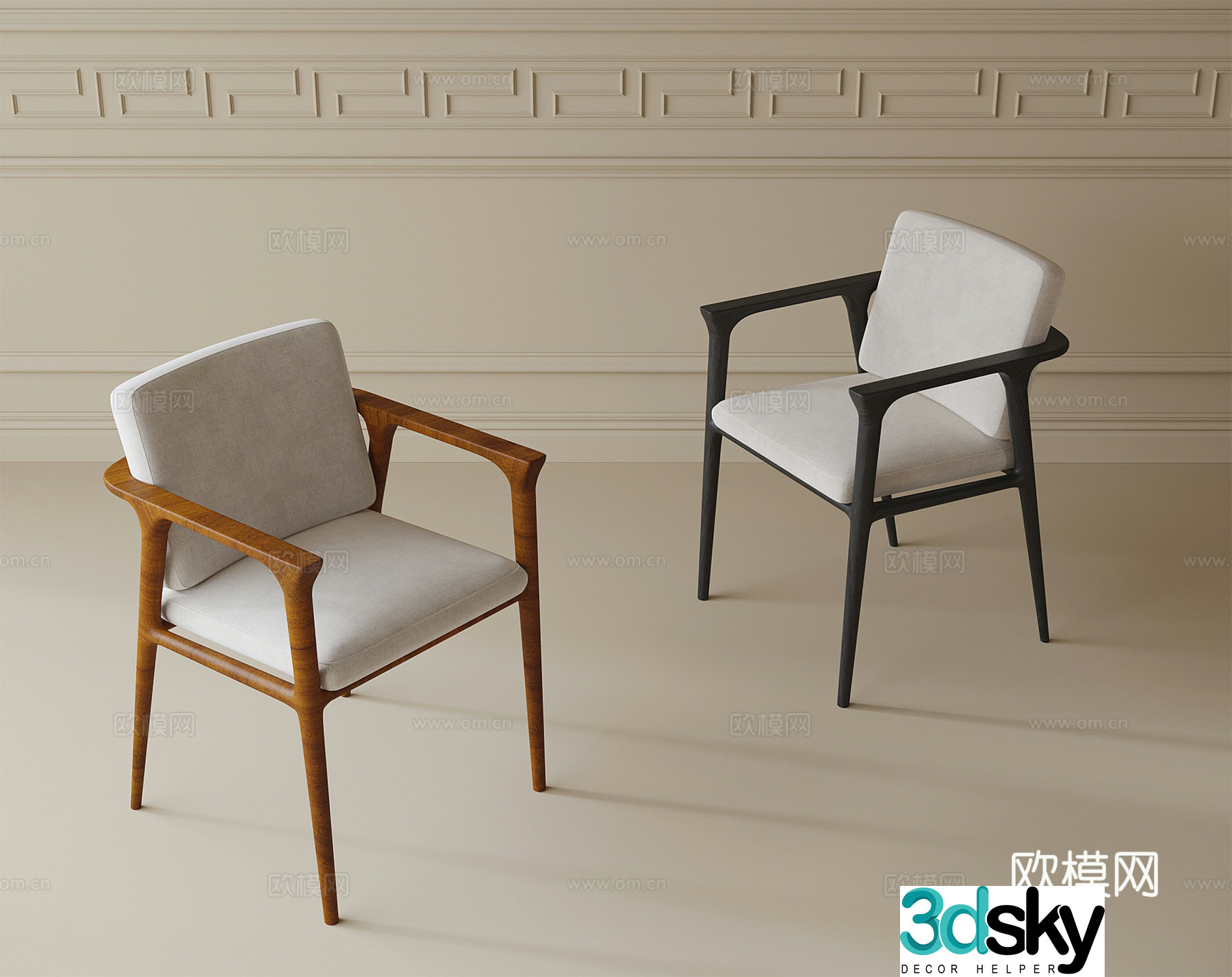 Modern single chair dining chair book chair tea chair 3d model