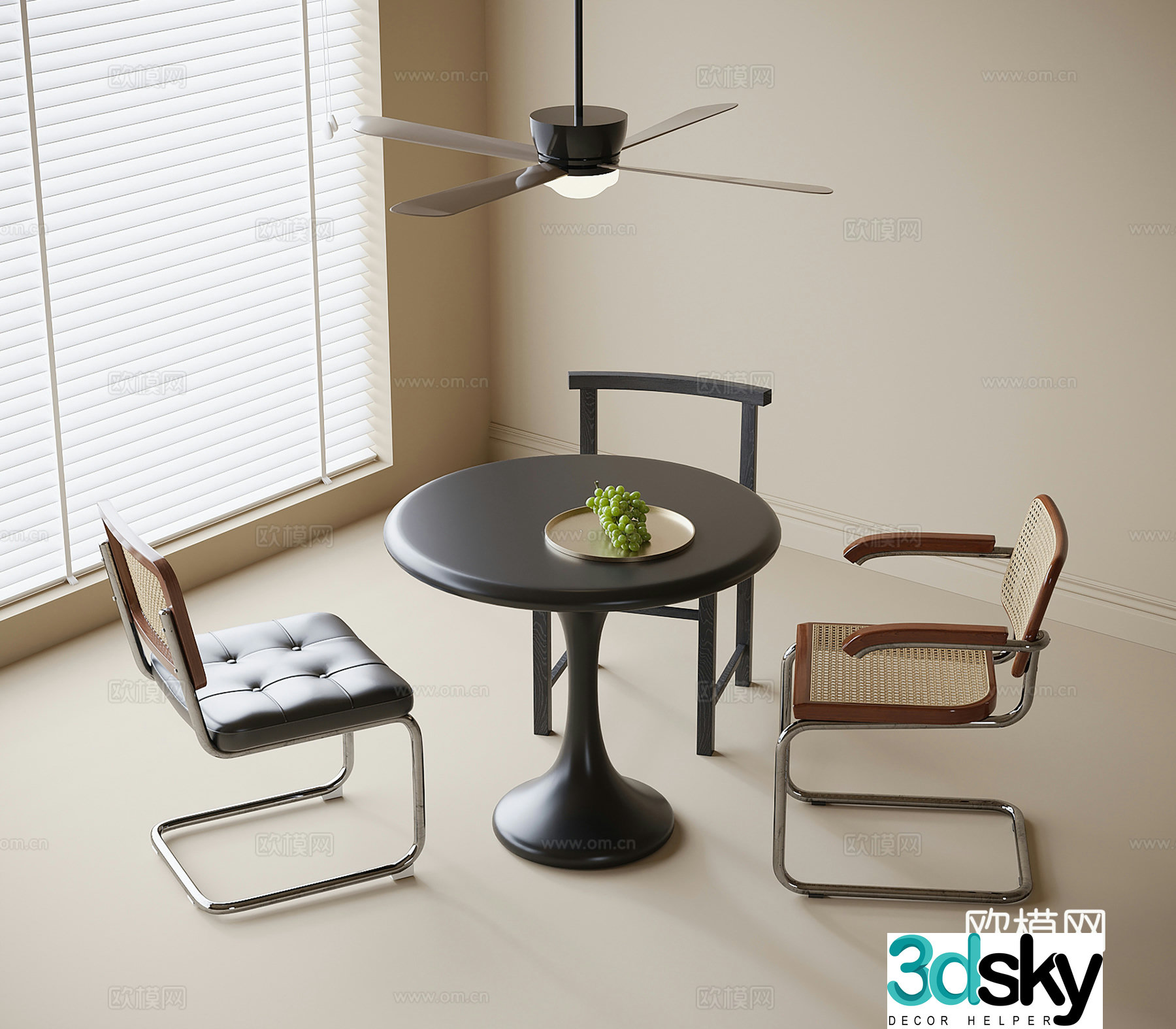 French dining table and chairs coffee table and chairs negotiation table and chairs leisure table and chairs 3D model