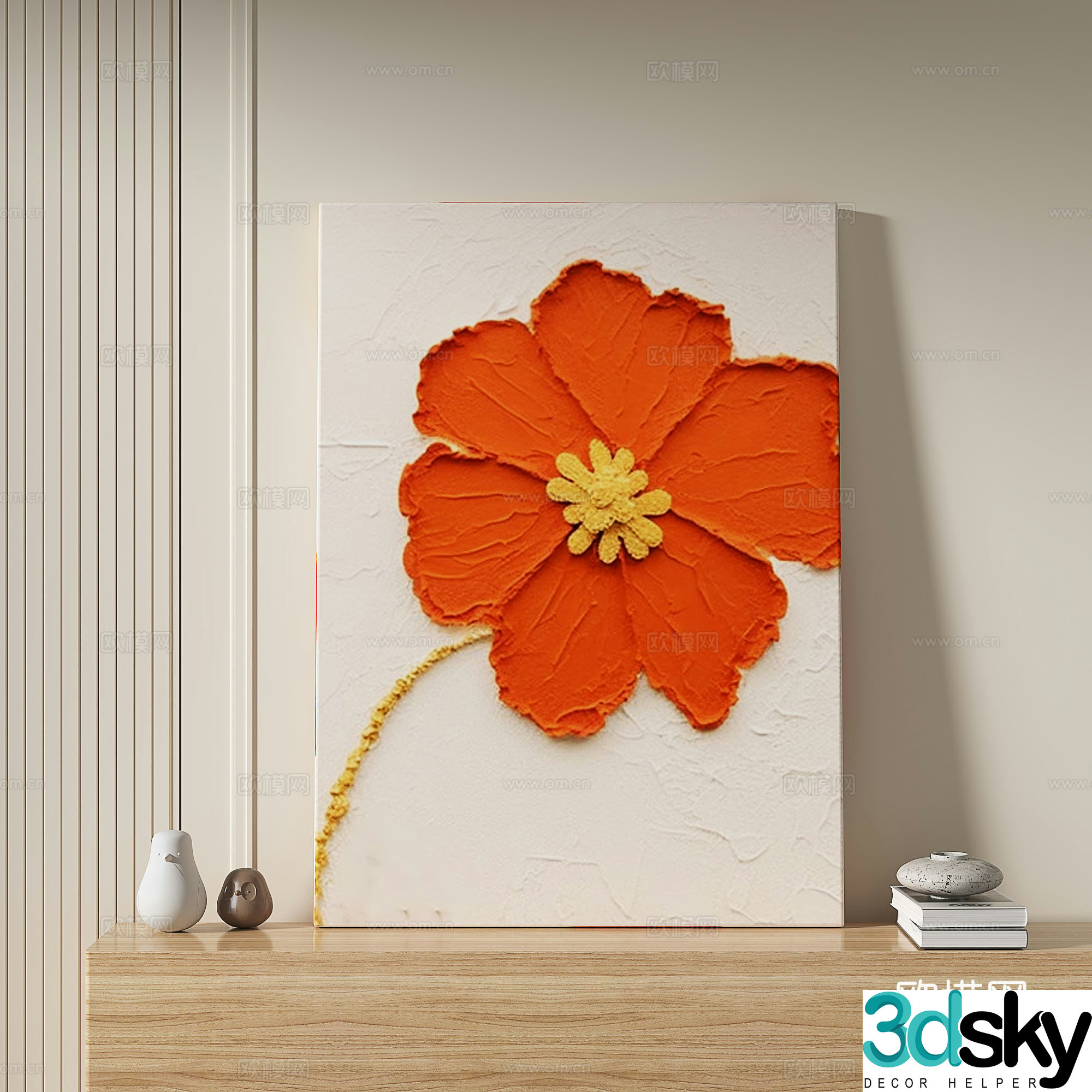 Modern simple light luxury wasabi decorative painting 3d model