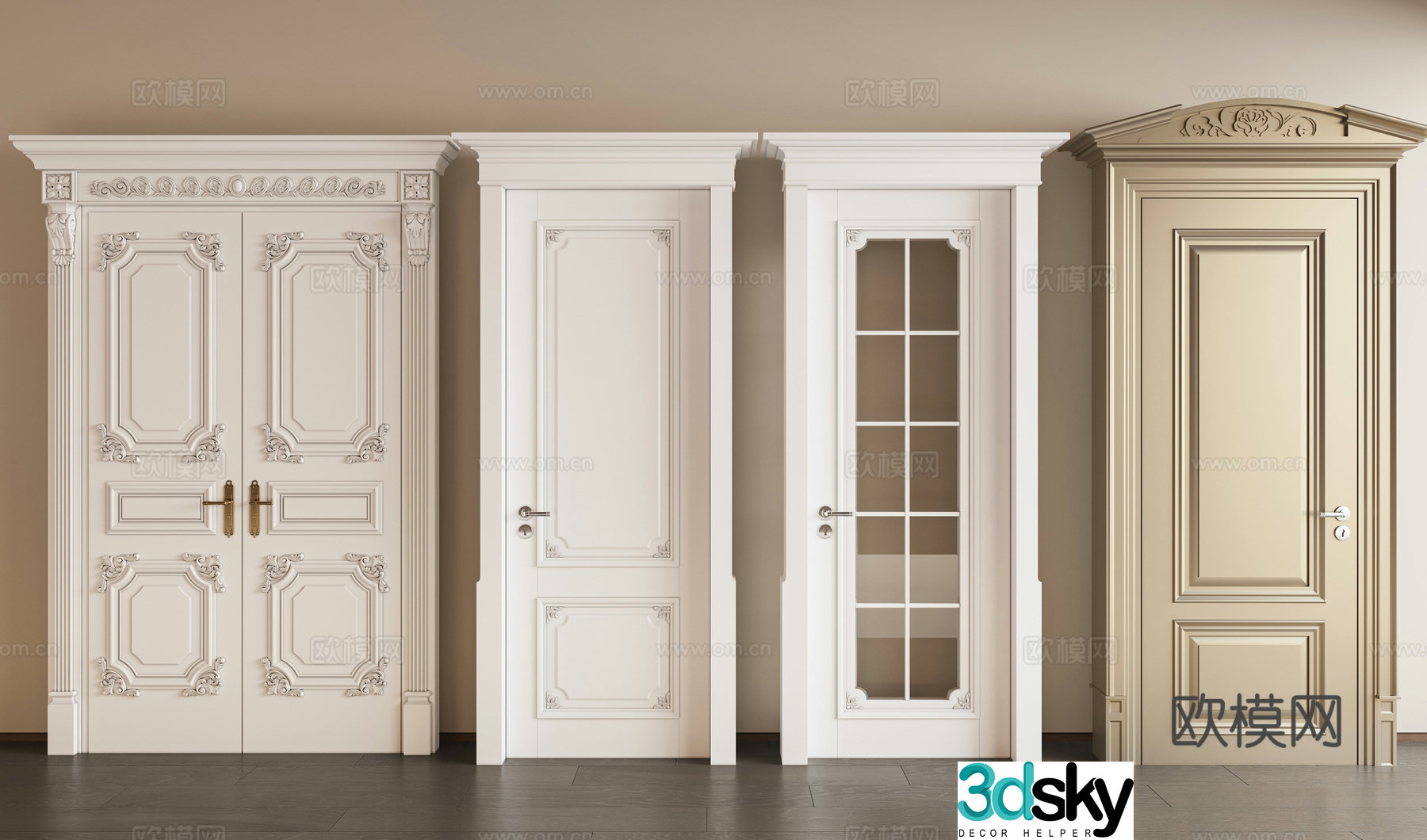 French door combination French single open French combination Single open Bedroom Kitchen and bathroom door European door 3D model
