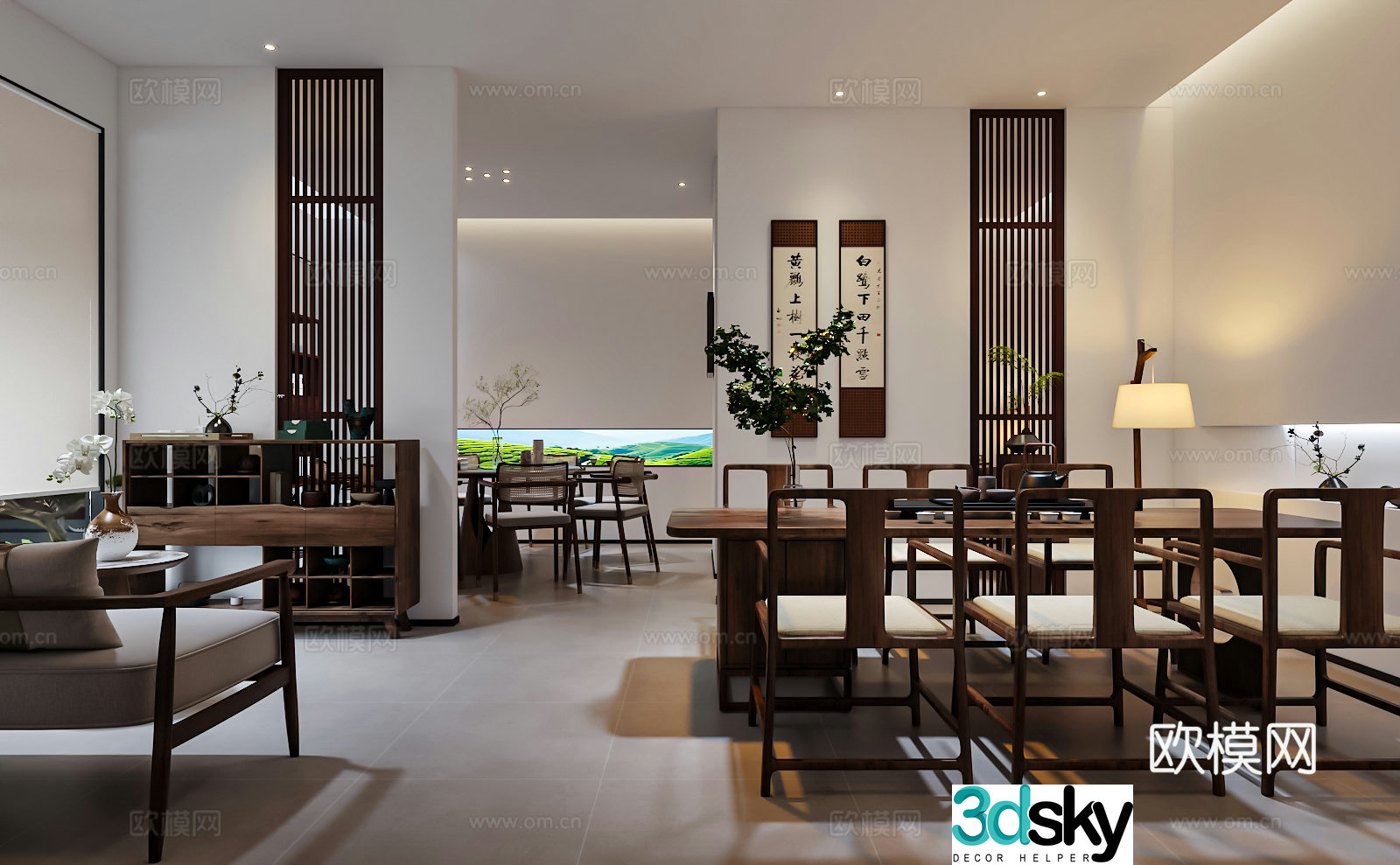 Modern Chinese teahouse tea room tea restaurant private room 3D model