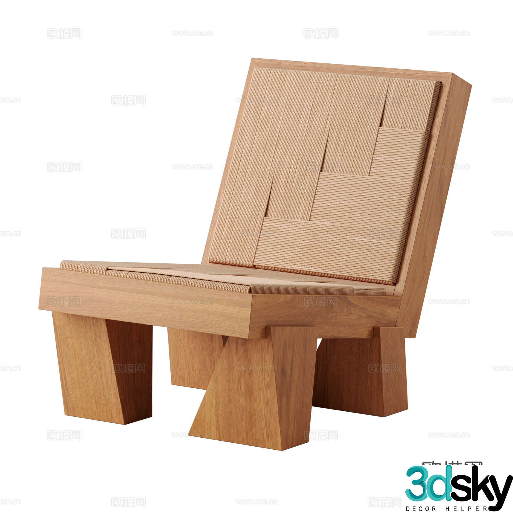 New Chinese wooden stool armchair 3d model