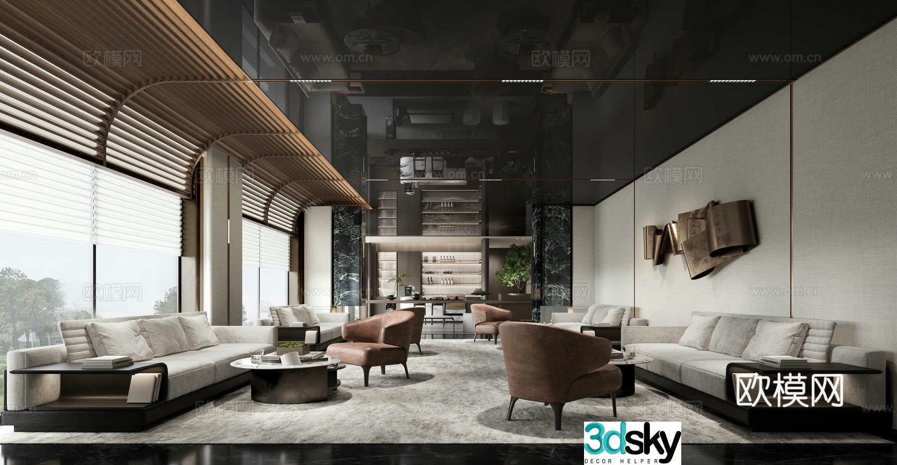 Modern sales office water bar negotiation area 3D model