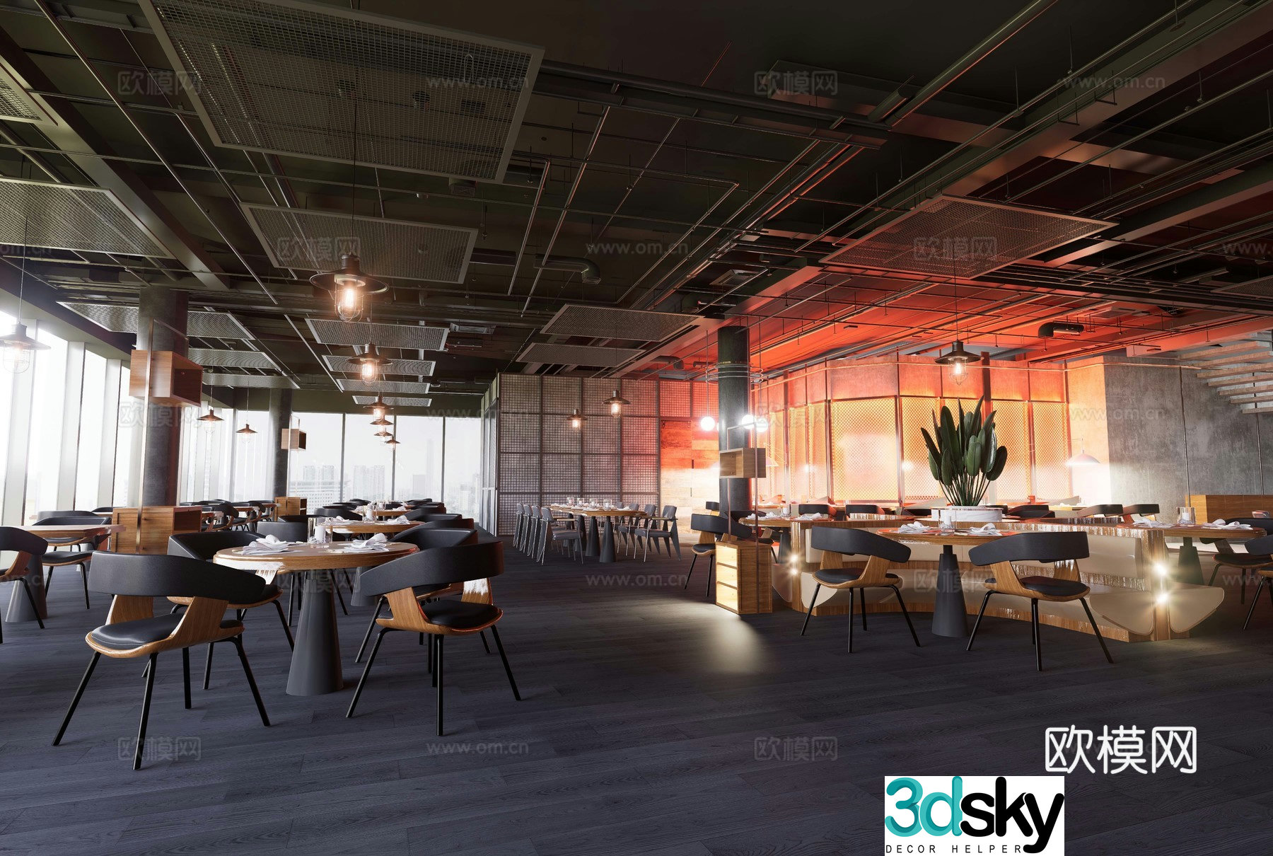 Industrial style cafe 3d model
