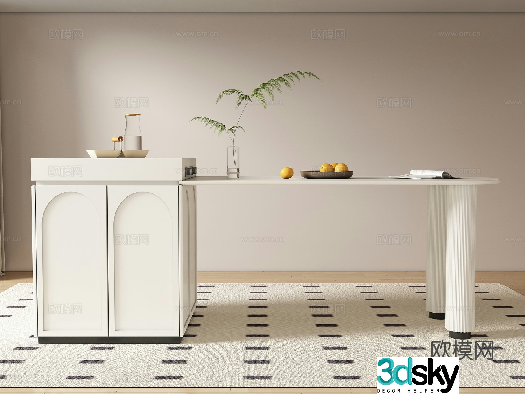 Modern Creamy Island Station 3D Model