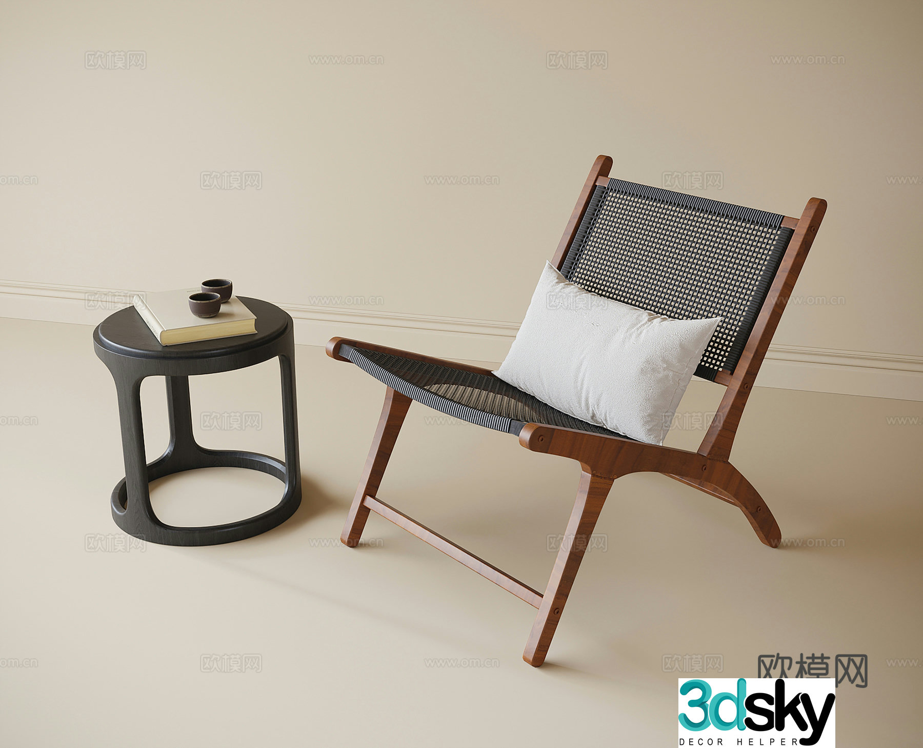 Modern casual chair Single chair Side angle 3D model