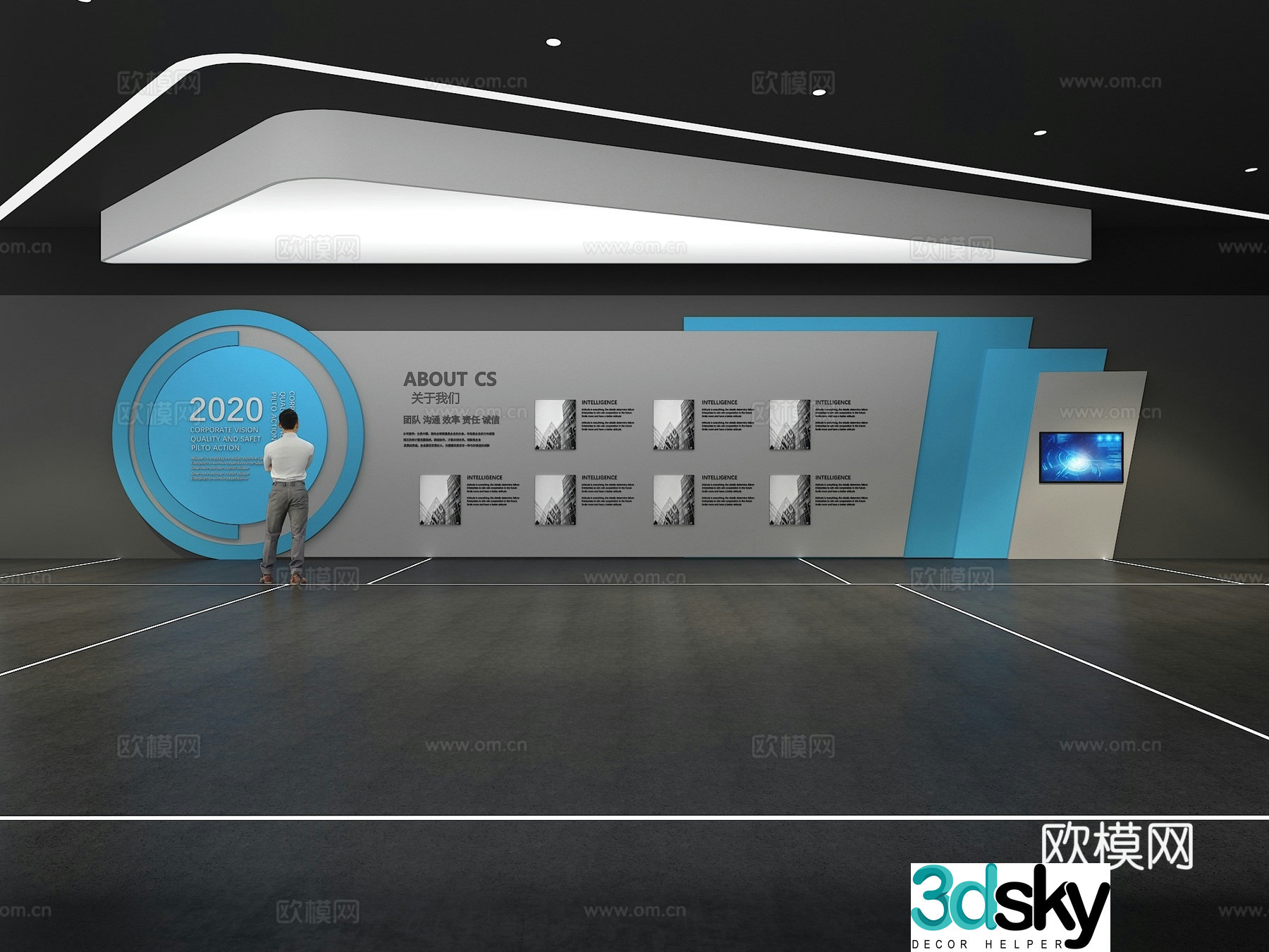 Cultural wall Corporate culture wall Display wall Theme wall Exhibition hall Campus culture Corridor 3D model