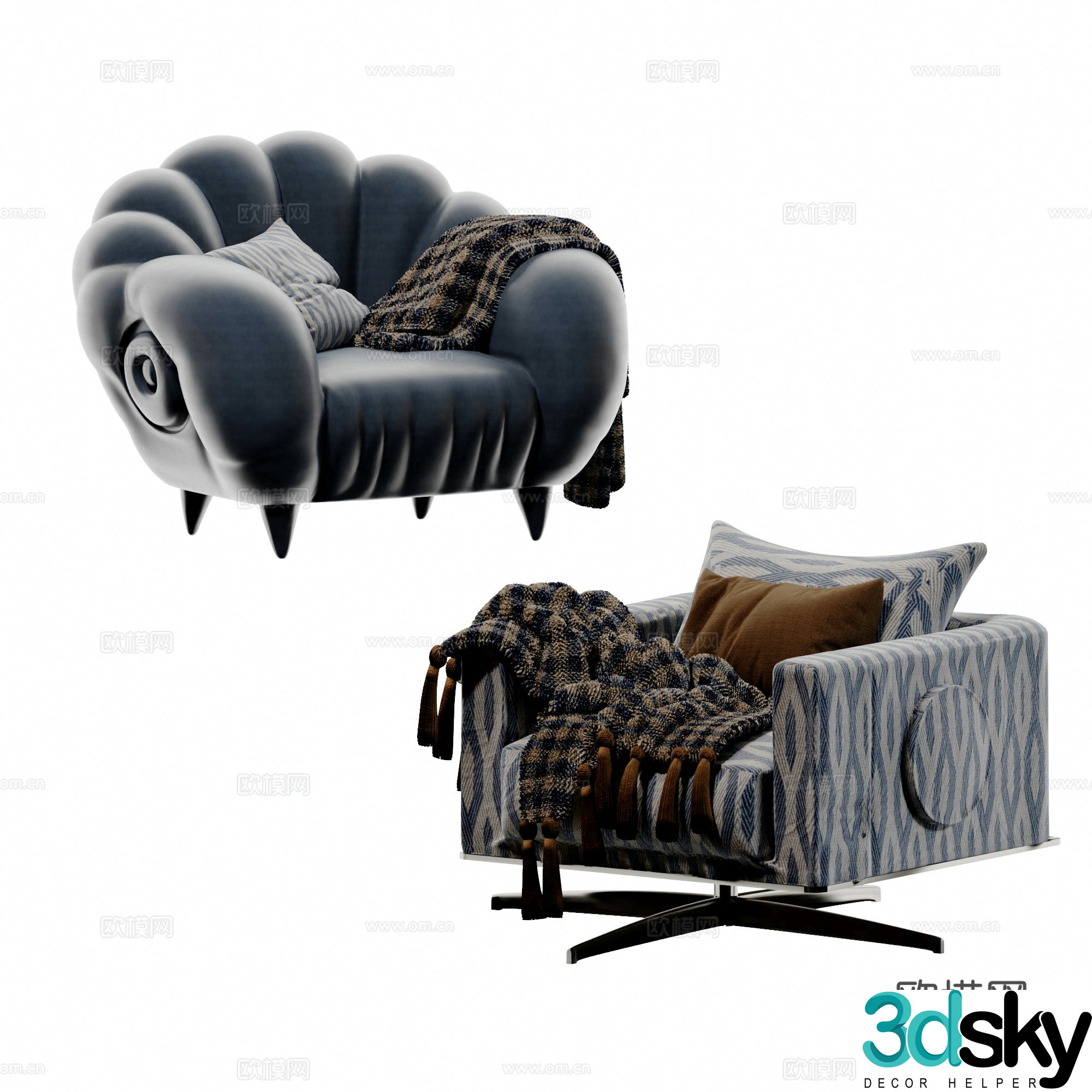 Modern Italian casual chair 3d model