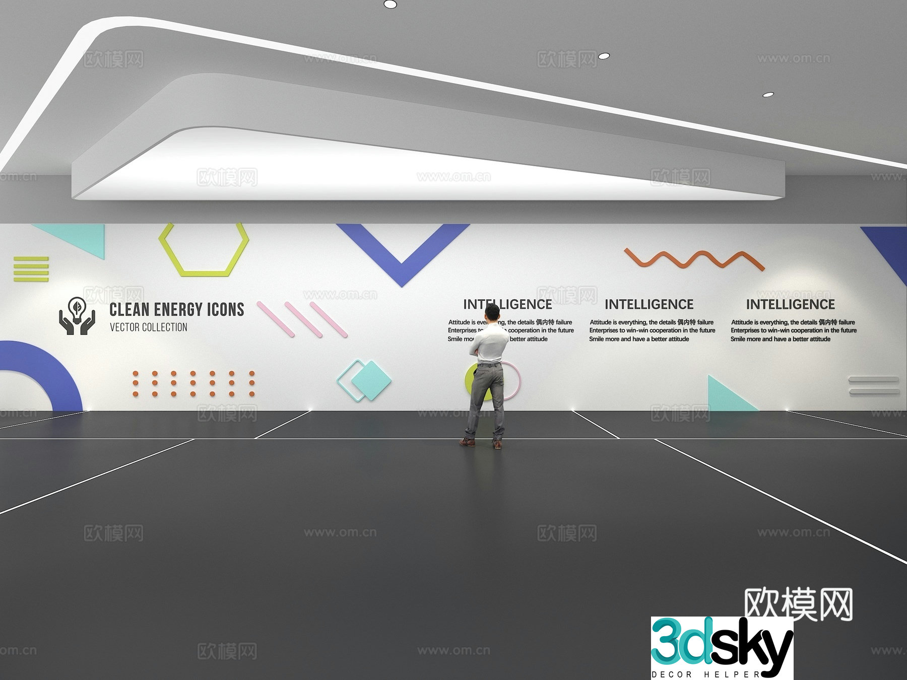 Cultural wall Corporate culture wall Education Theme wall Exhibition hall Campus culture Corridor 3D model