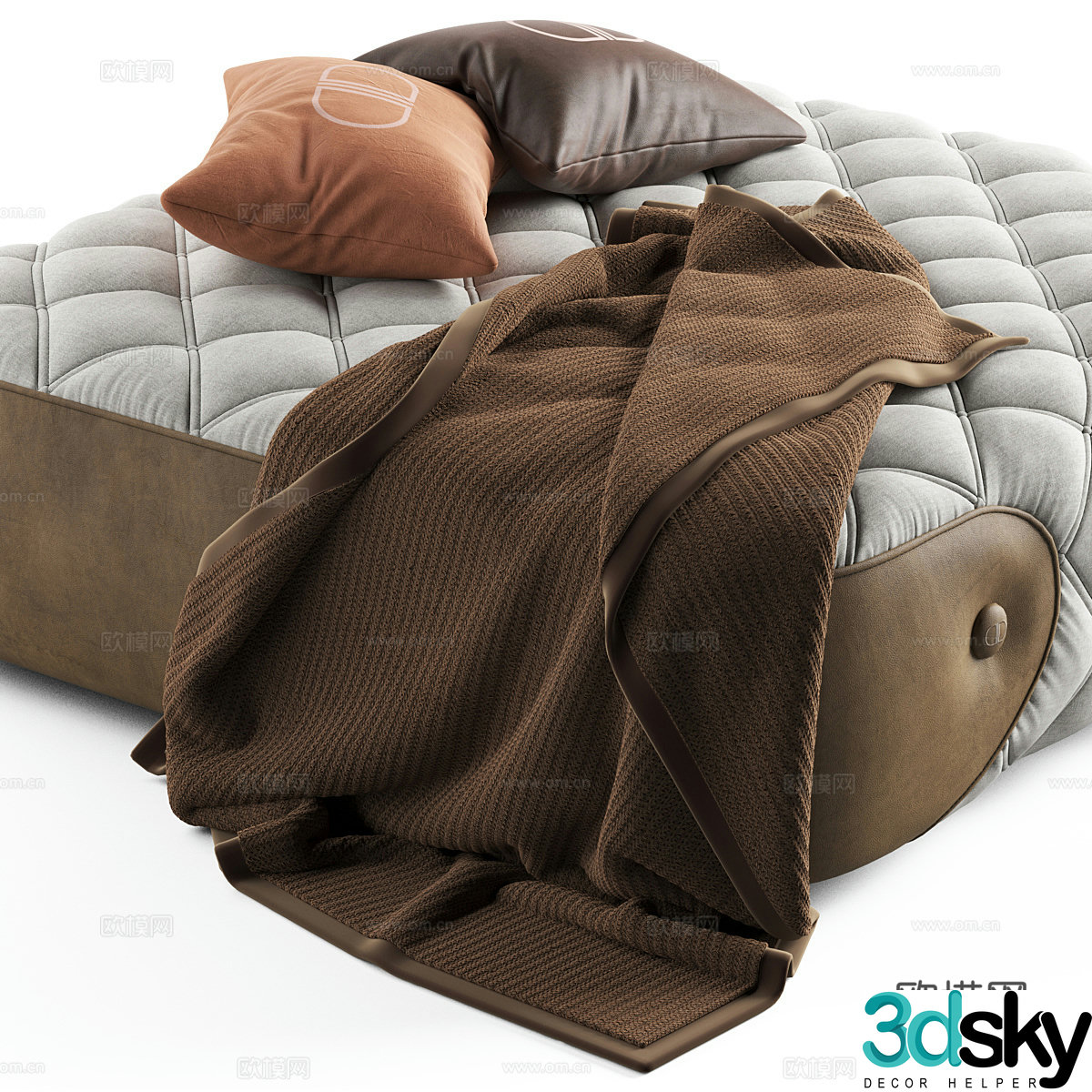 American cushion fabric sofa stool European sofa stool cushion shoe change stool 3D model