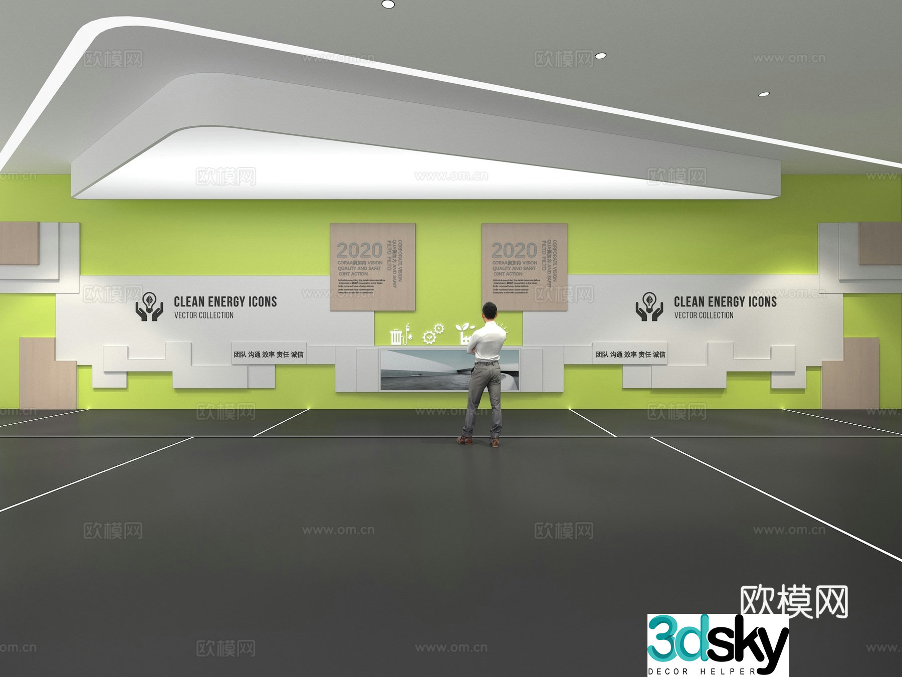 Cultural wall Corporate culture wall Education Theme wall Exhibition hall Campus culture Corridor 3D model