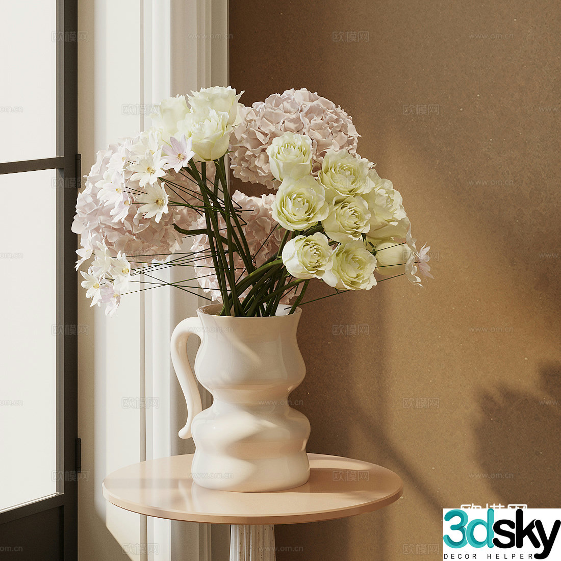 Modern flower art Indoor landscape flower art Living room dining table vase ornaments Hotel lobby flower art ornaments 3D model