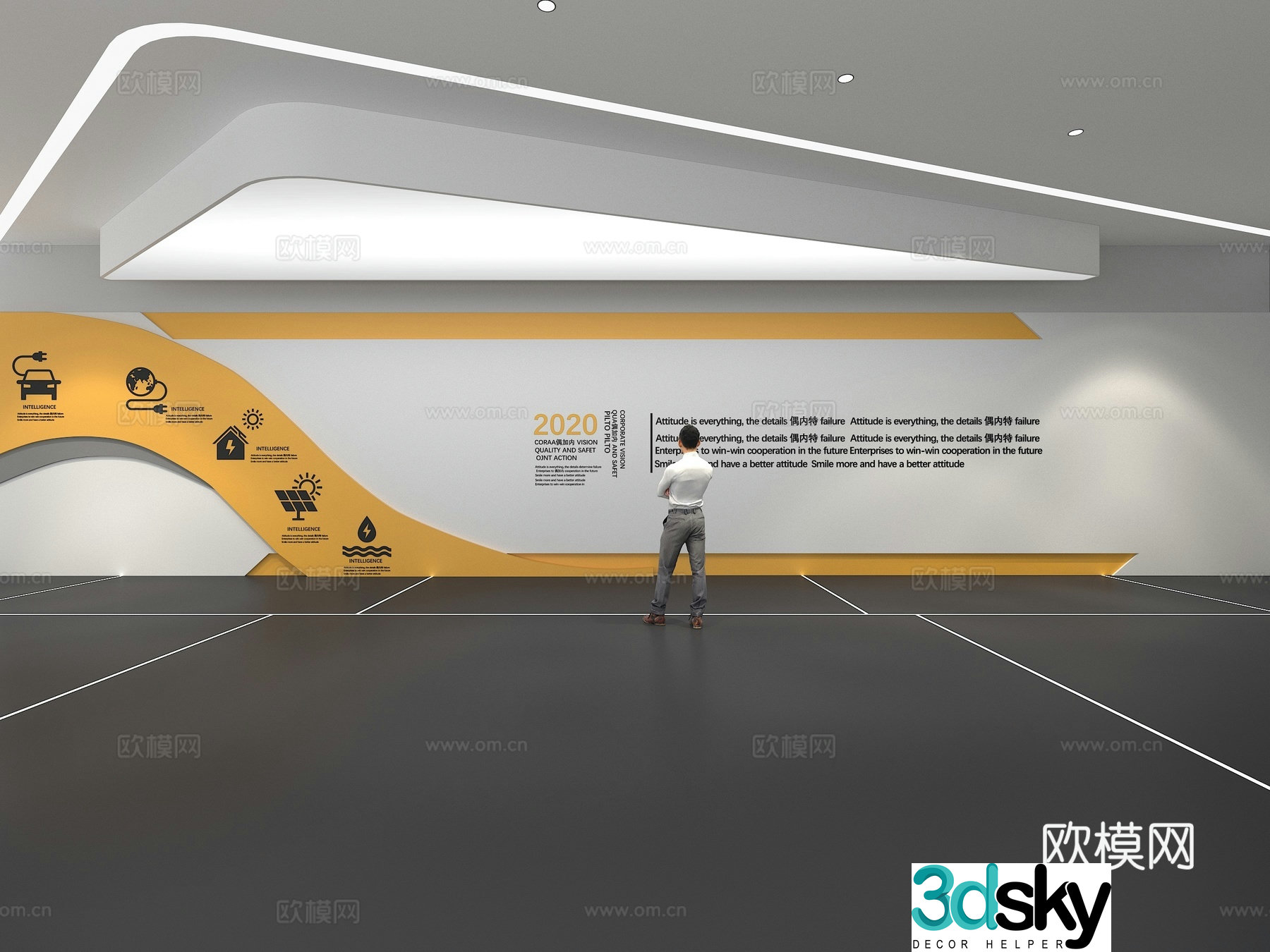 Cultural wall Corporate culture wall Display wall Theme wall Exhibition hall Campus culture Corridor 3D model