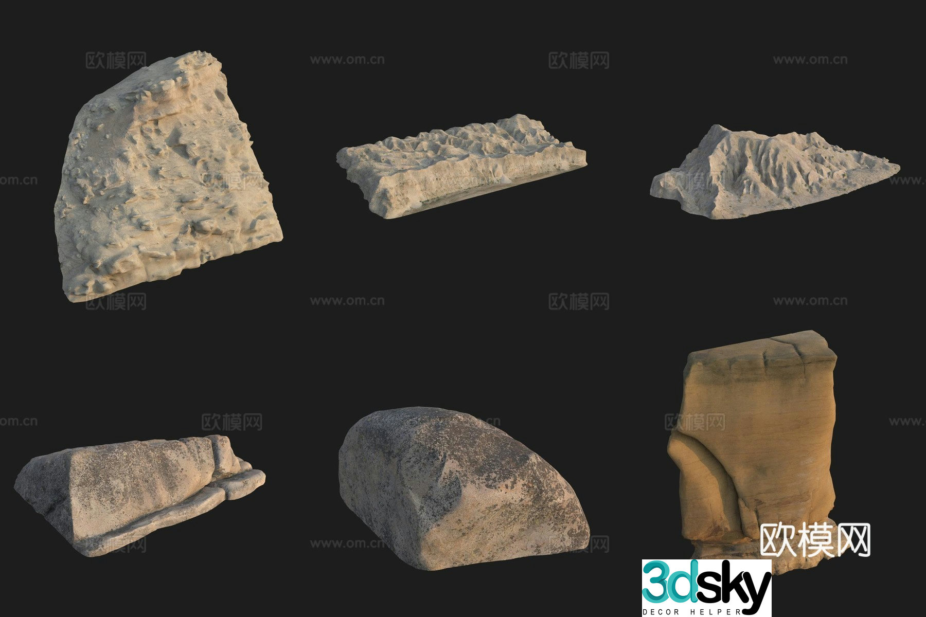 Cliff stone rock boulder 3d model