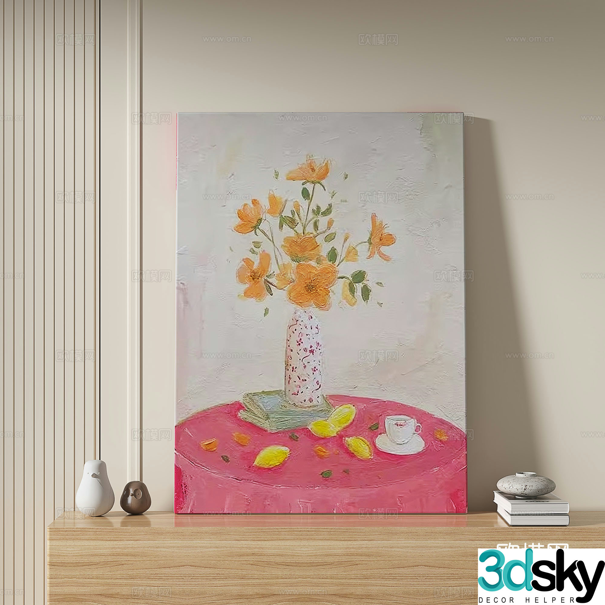 Modern retro oil painting decorative painting 3d model