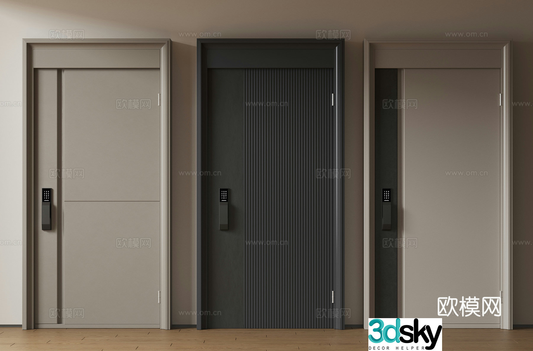 Modern minimalist entrance door medieval security door single opening door mother and child door main door password door 3D model