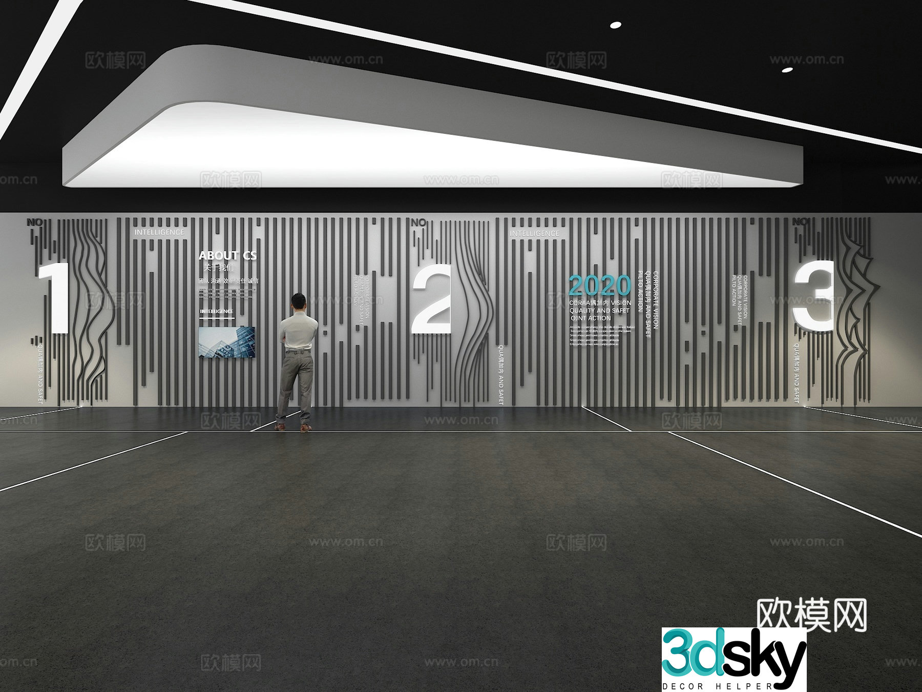 Cultural wall Corporate culture wall Display wall Theme wall Exhibition hall Campus culture Corridor 3D model