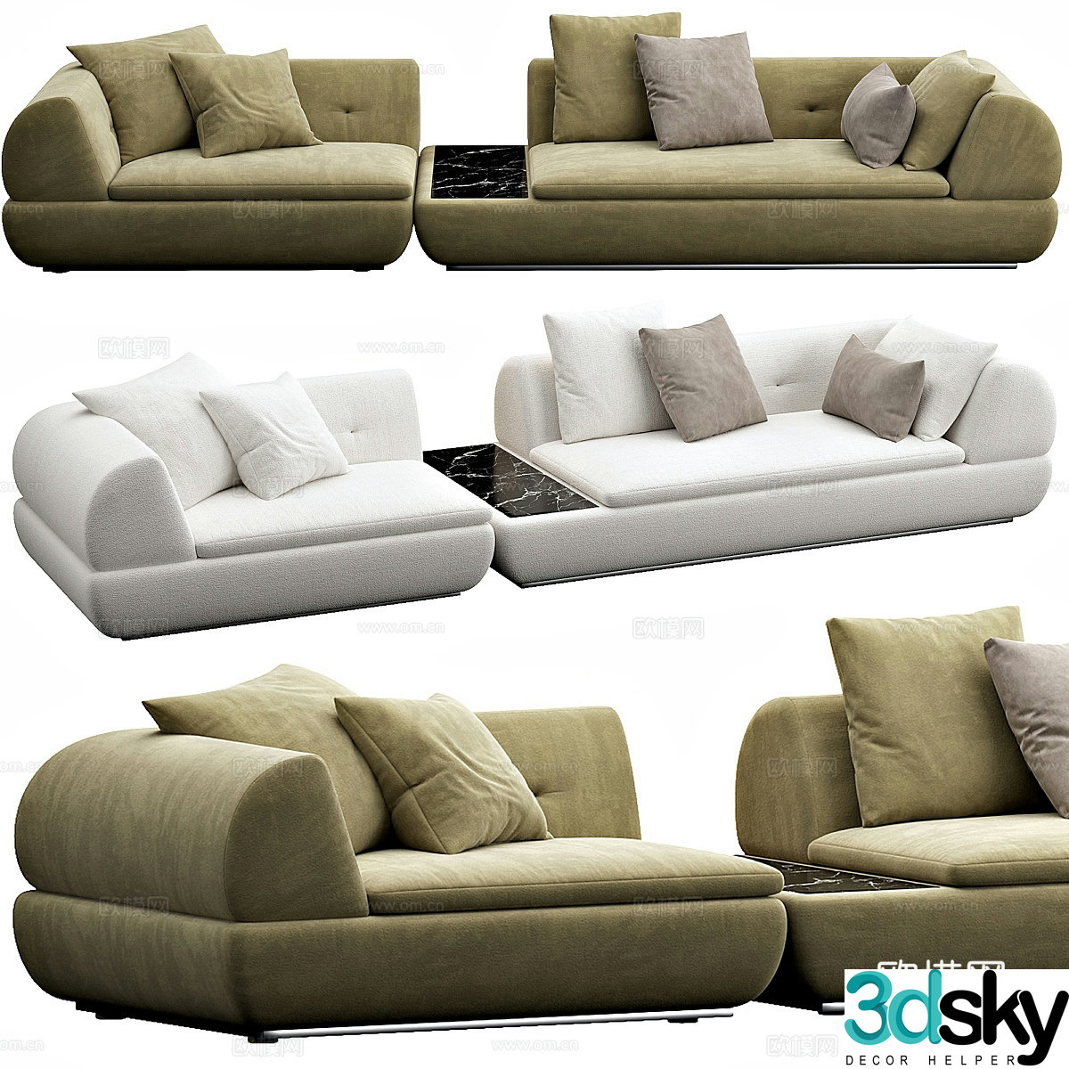 Modern Italian light luxury Minotti casual sofa 3D model