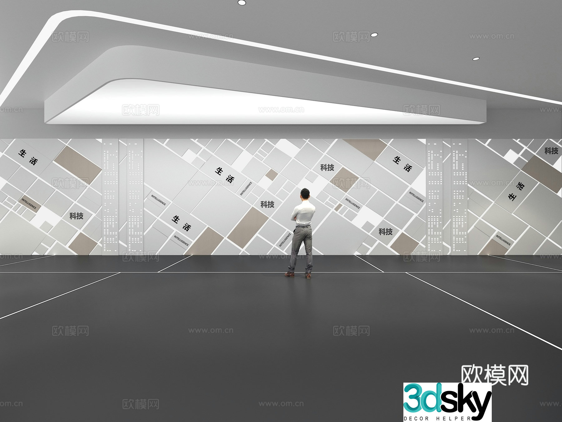 Cultural wall Corporate culture wall Display wall Theme wall Exhibition hall Campus culture Corridor 3D model