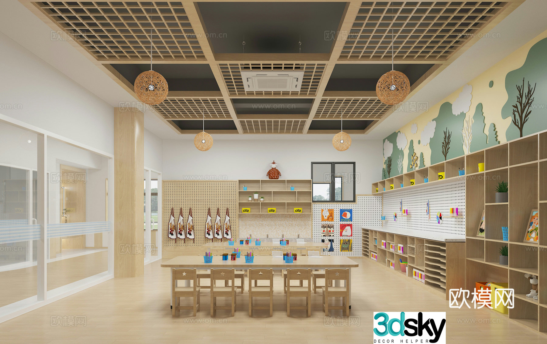 Modern kindergarten classroom 3d model