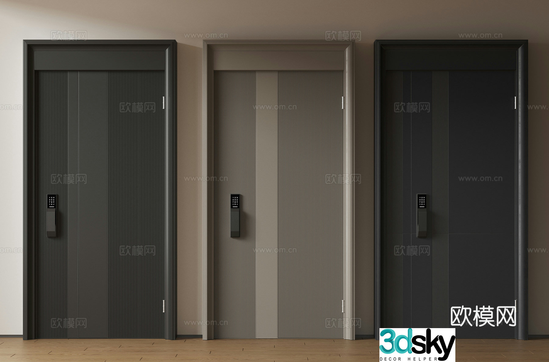 Modern minimalist entrance door medieval security door single opening door mother and child door main door password door 3D model
