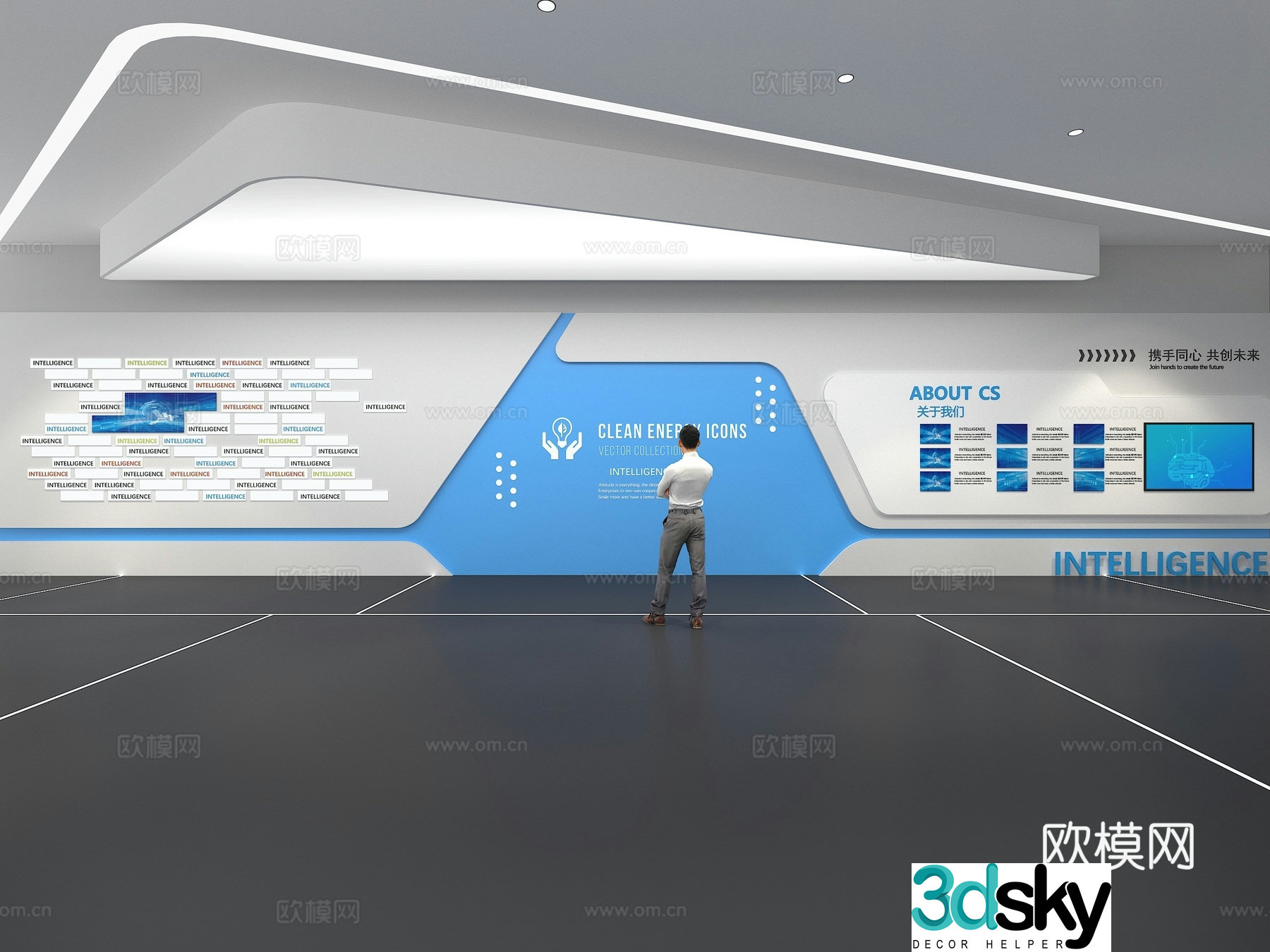 Cultural wall Corporate culture wall Display wall Theme wall Exhibition hall Campus culture Corridor 3D model