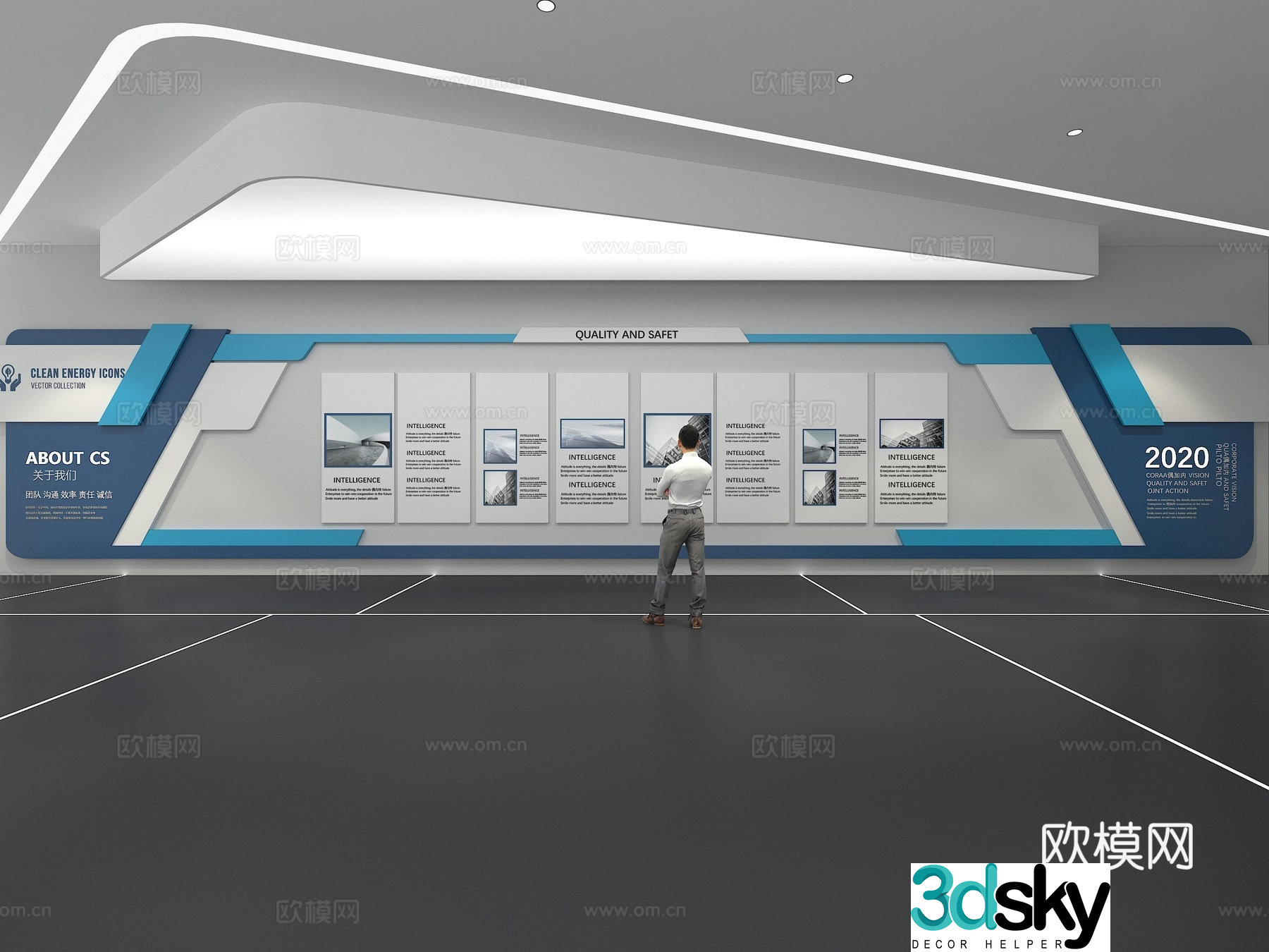 Cultural wall Corporate culture wall Education Theme wall Exhibition hall Campus culture Corridor 3D model