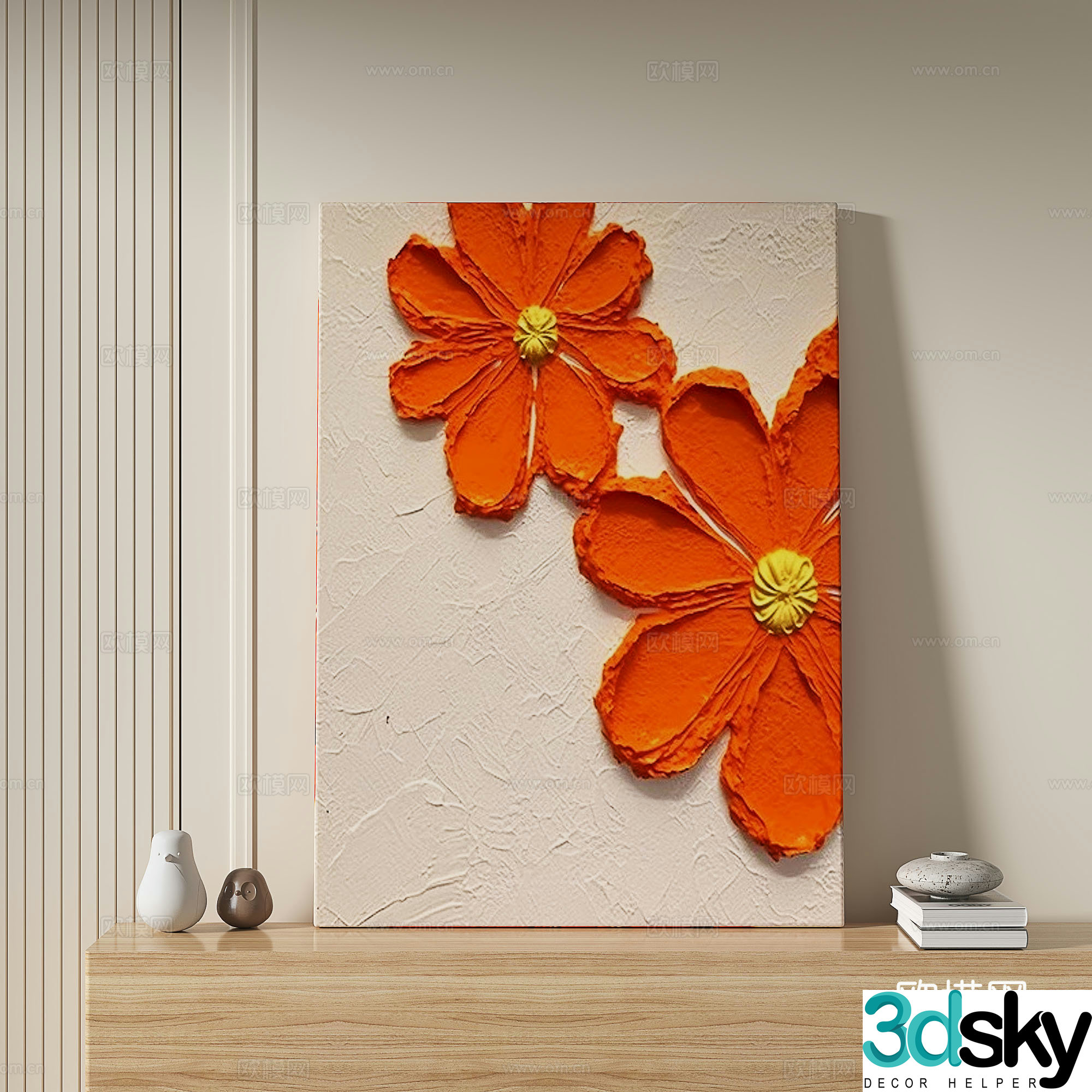 Modern simple light luxury wasabi decorative painting 3d model