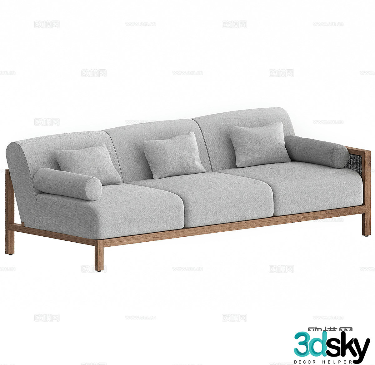 Simple three-person sofa fabric three-person sofa courtyard sofa casual sofa outdoor sofa folk 3D model