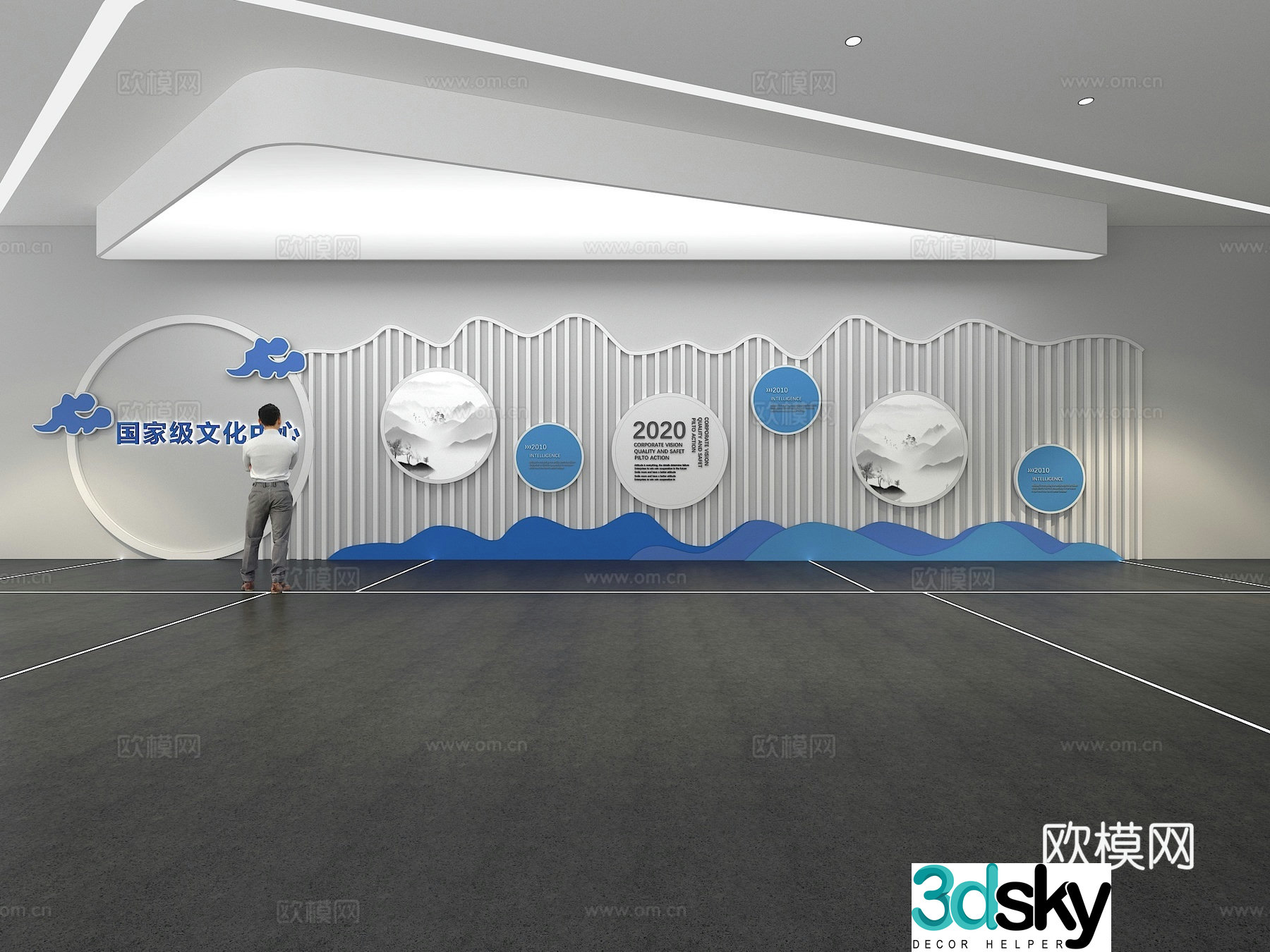 Cultural wall Corporate culture wall Display wall Classroom Exhibition hall Campus culture Corridor 3D model