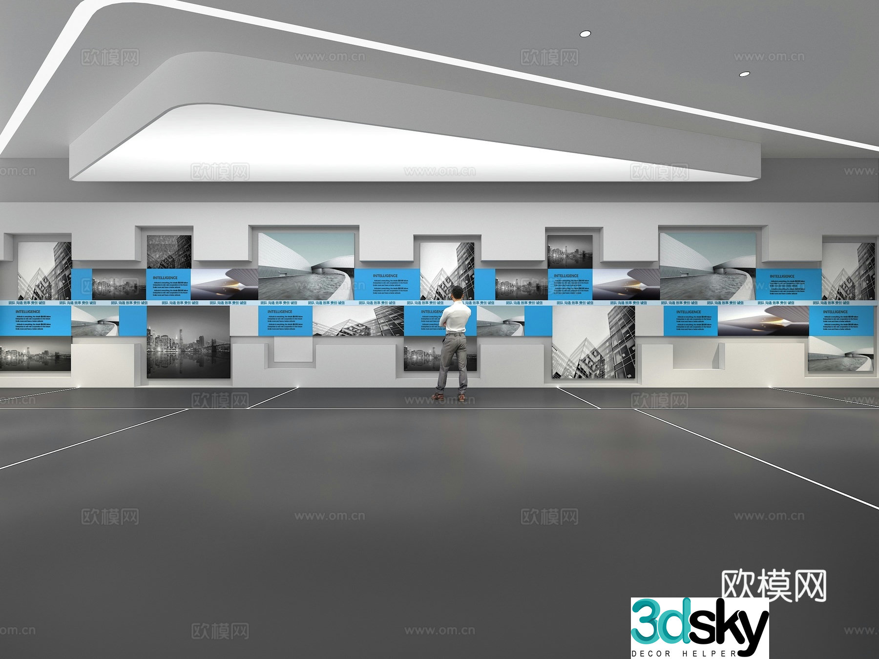 Cultural wall Corporate culture wall Display wall Theme wall Exhibition hall Campus culture Corridor 3D model