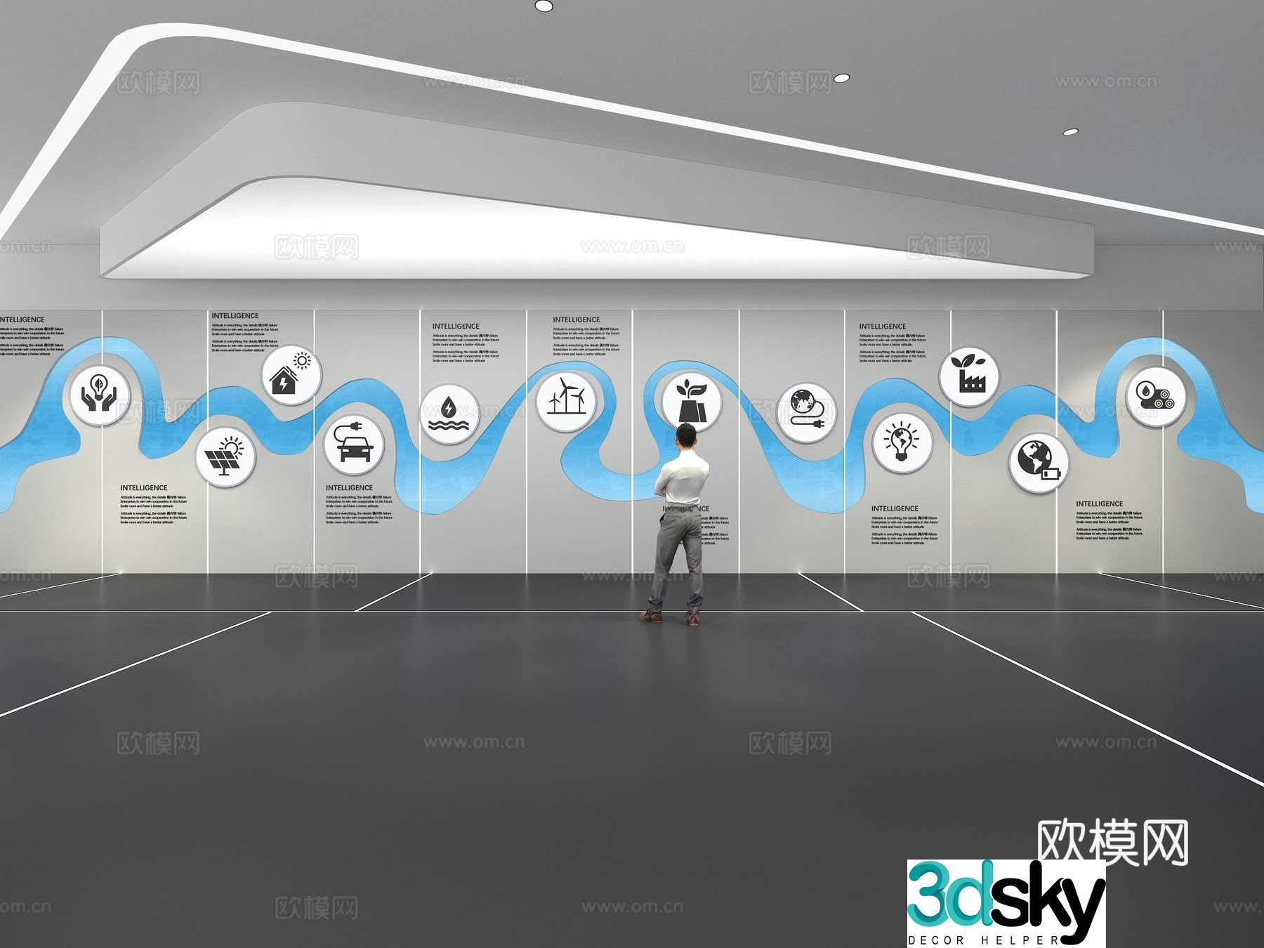 Cultural wall Corporate culture wall Display wall Theme wall Exhibition hall Campus culture Corridor 3D model