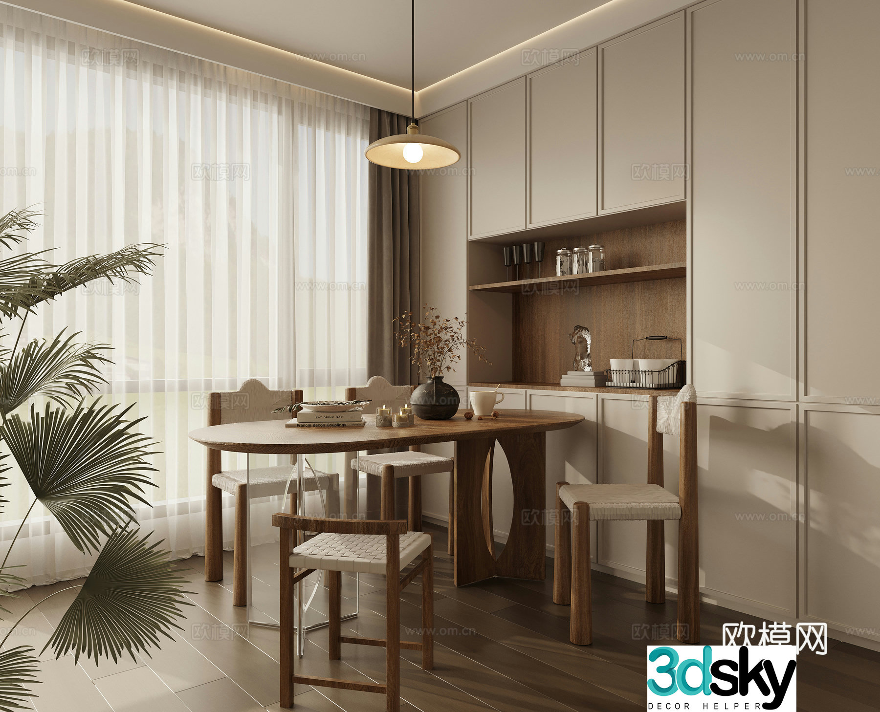 Restaurant dining table and chair 3d model