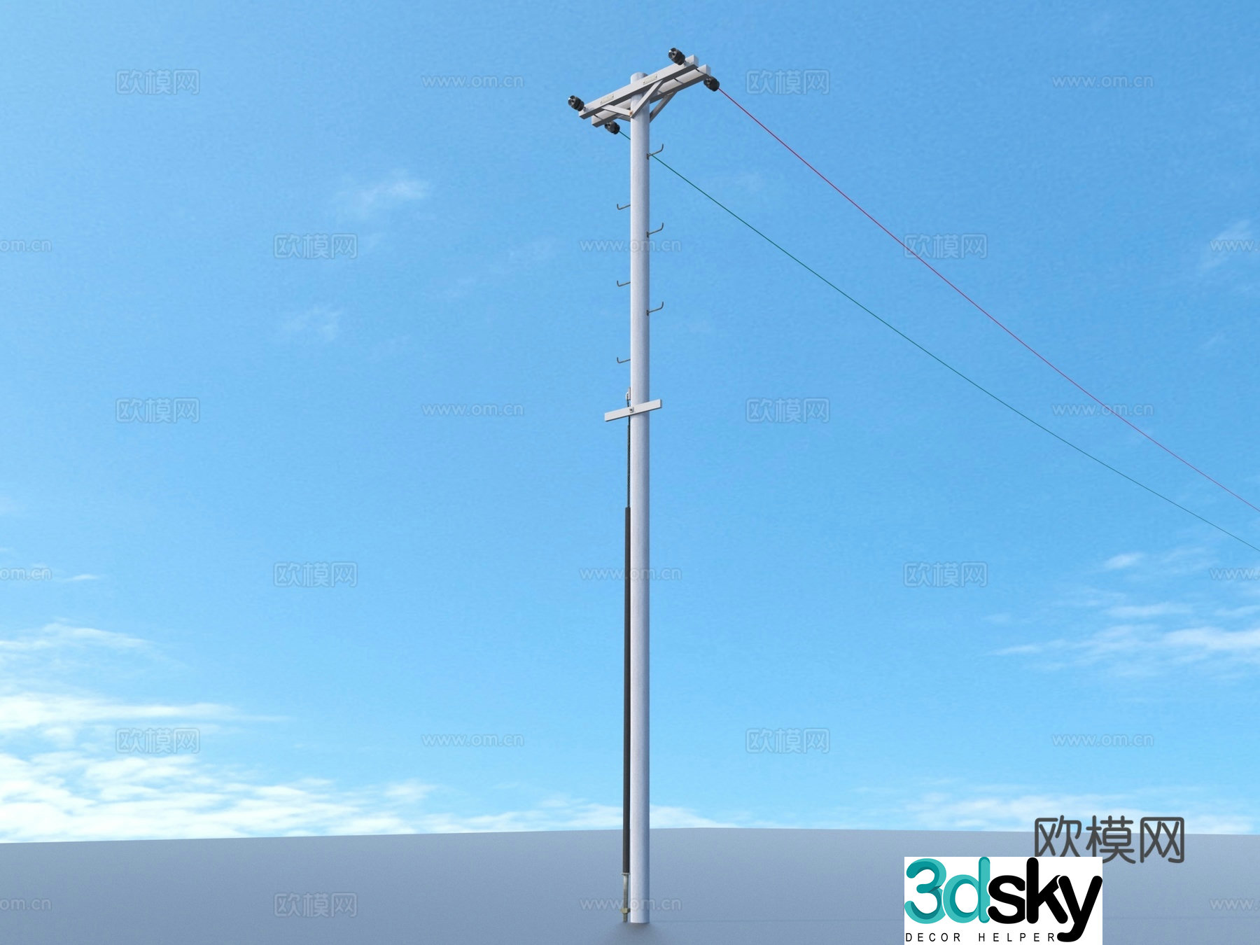 Telephone pole Wire High voltage wire AC wire 3D model
