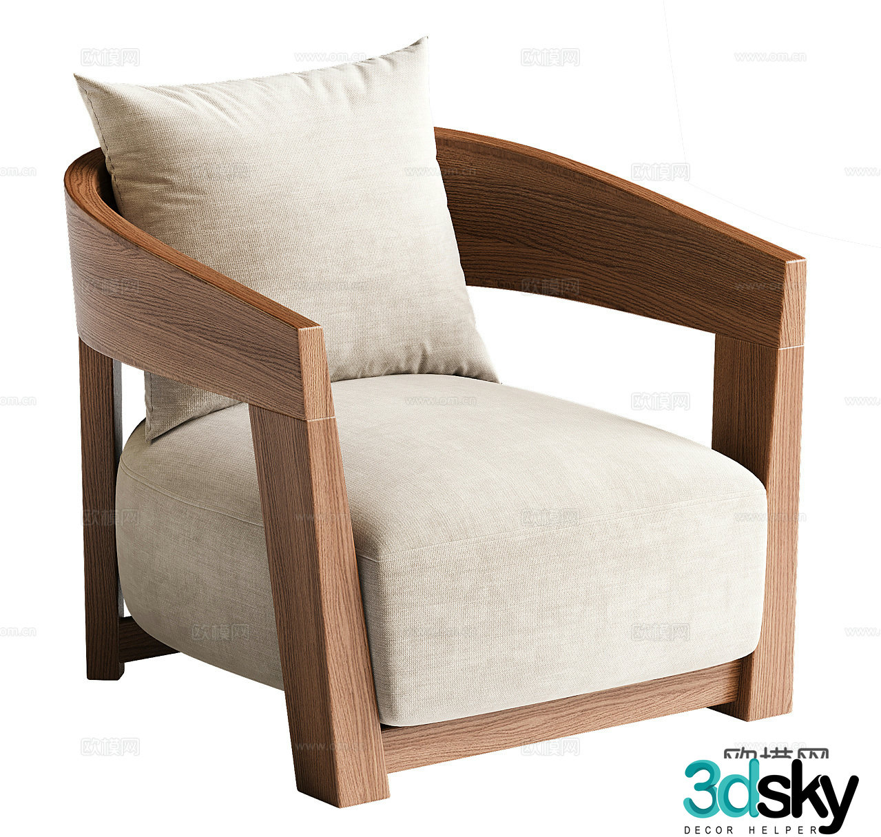 Wasabi single sofa Wasabi single chair B&B single chair Courtyard single chair Armchair Cloth 3D model