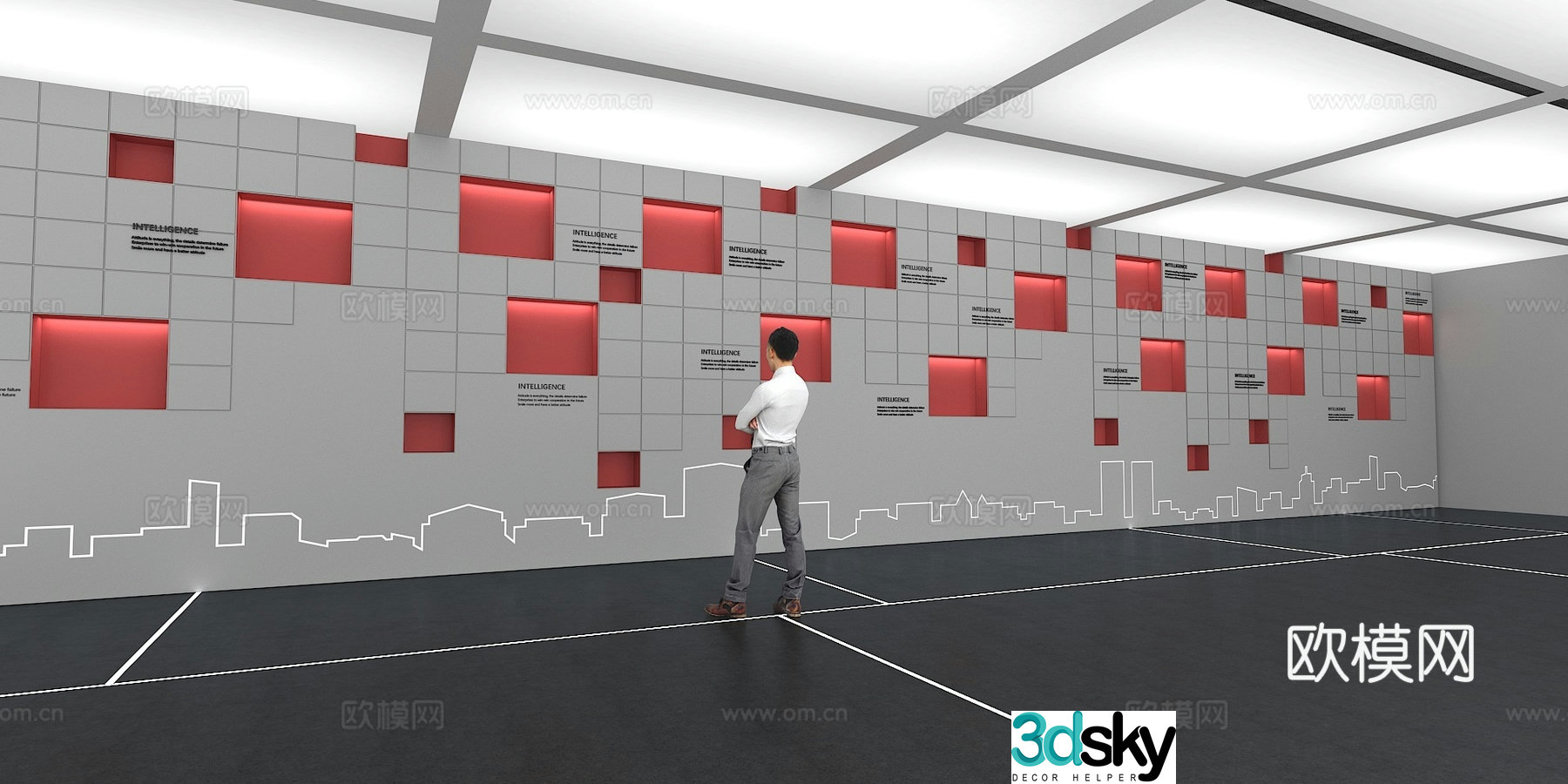 Cultural wall Corporate culture wall Display wall Classroom Exhibition hall Campus culture Corridor 3D model