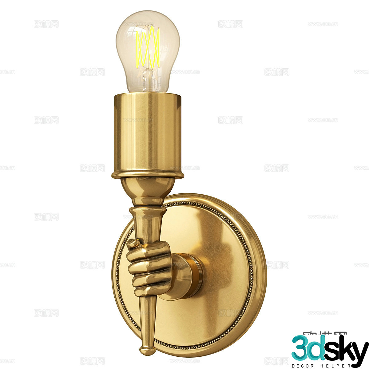 Modern hand shape metal wall lamp 3d model