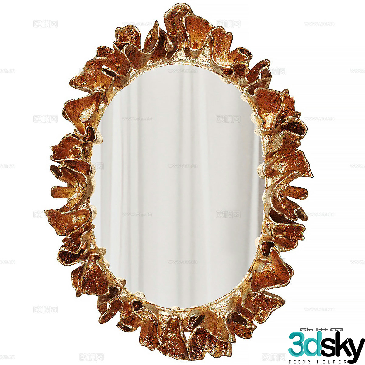 Modern light luxury Coco Mirror golden imitation coral mirror 3D model