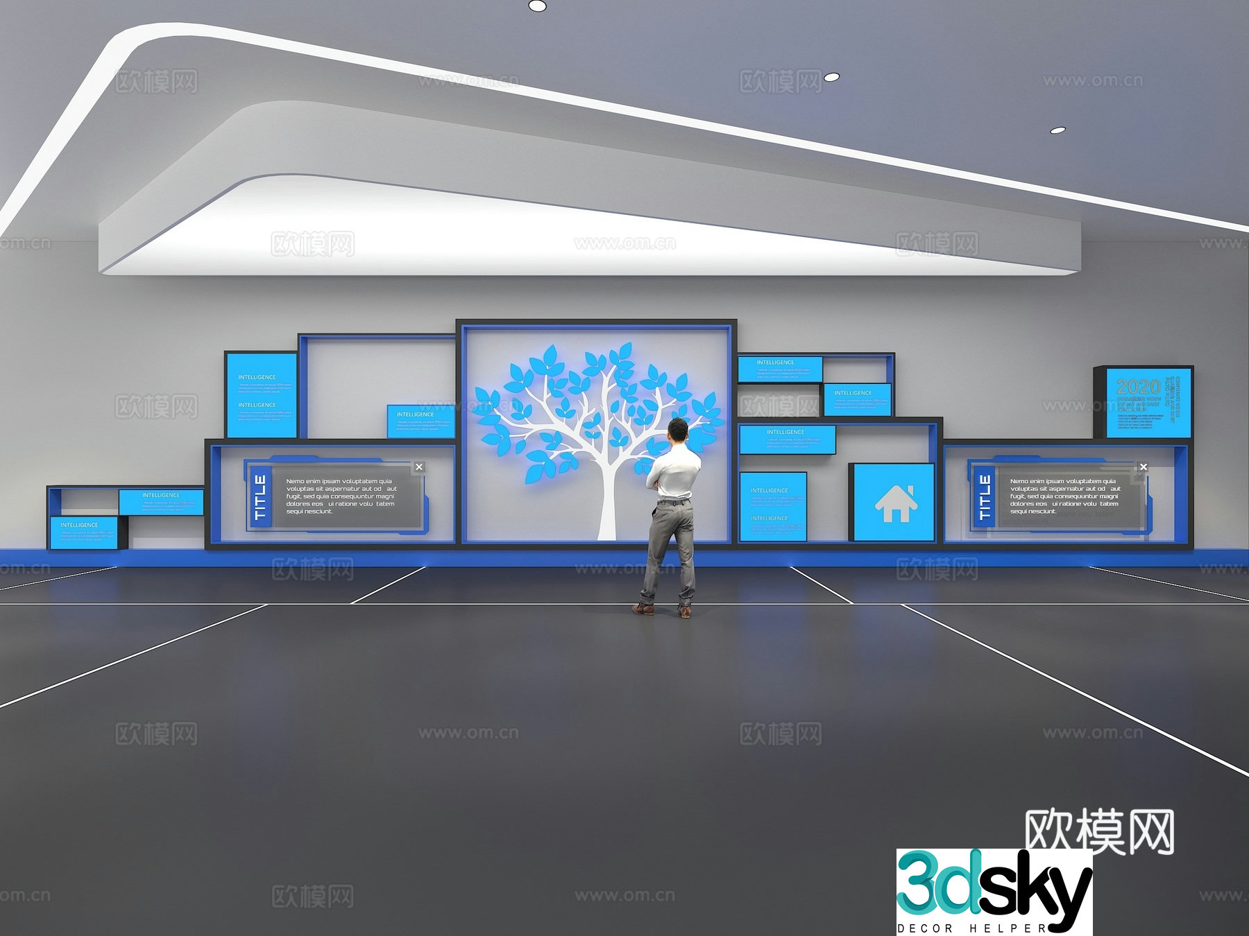 Cultural wall Corporate culture wall Display wall Theme wall Exhibition hall Campus culture Corridor 3D model