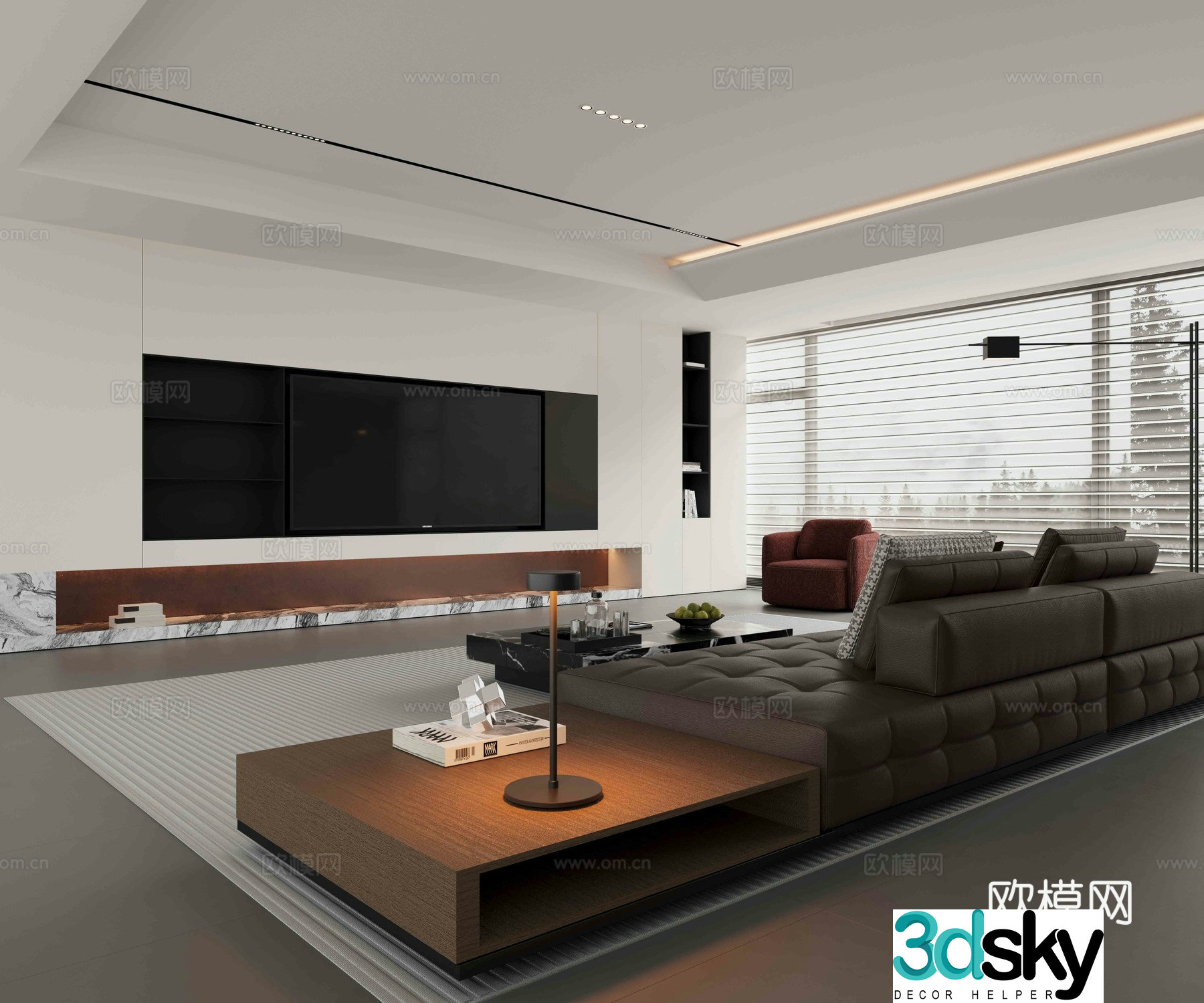 Modern Italian home living room 3d model