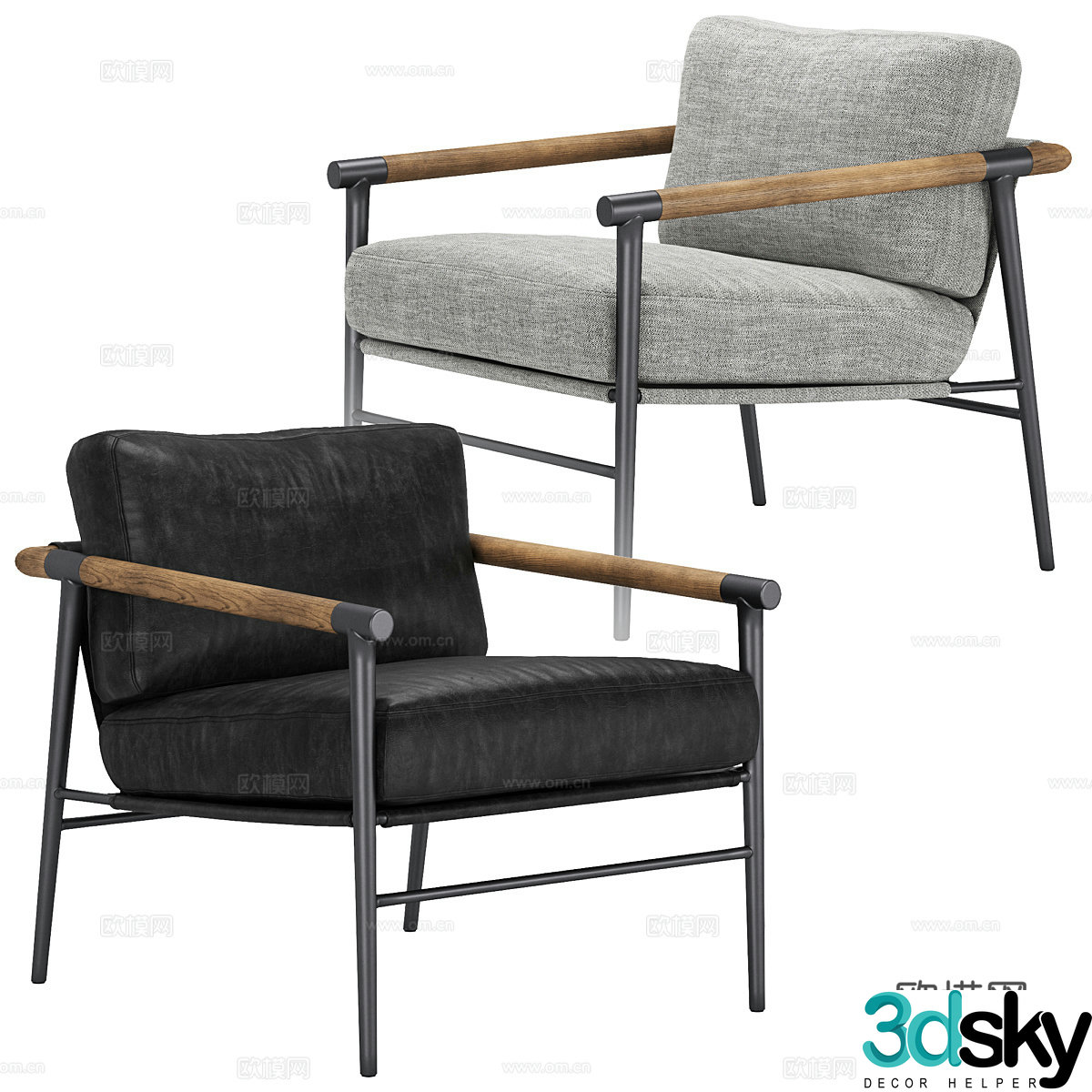 Light luxury leisure chair leather single chair leather leisure chair leather armchair leather backrest chair leather 3d model