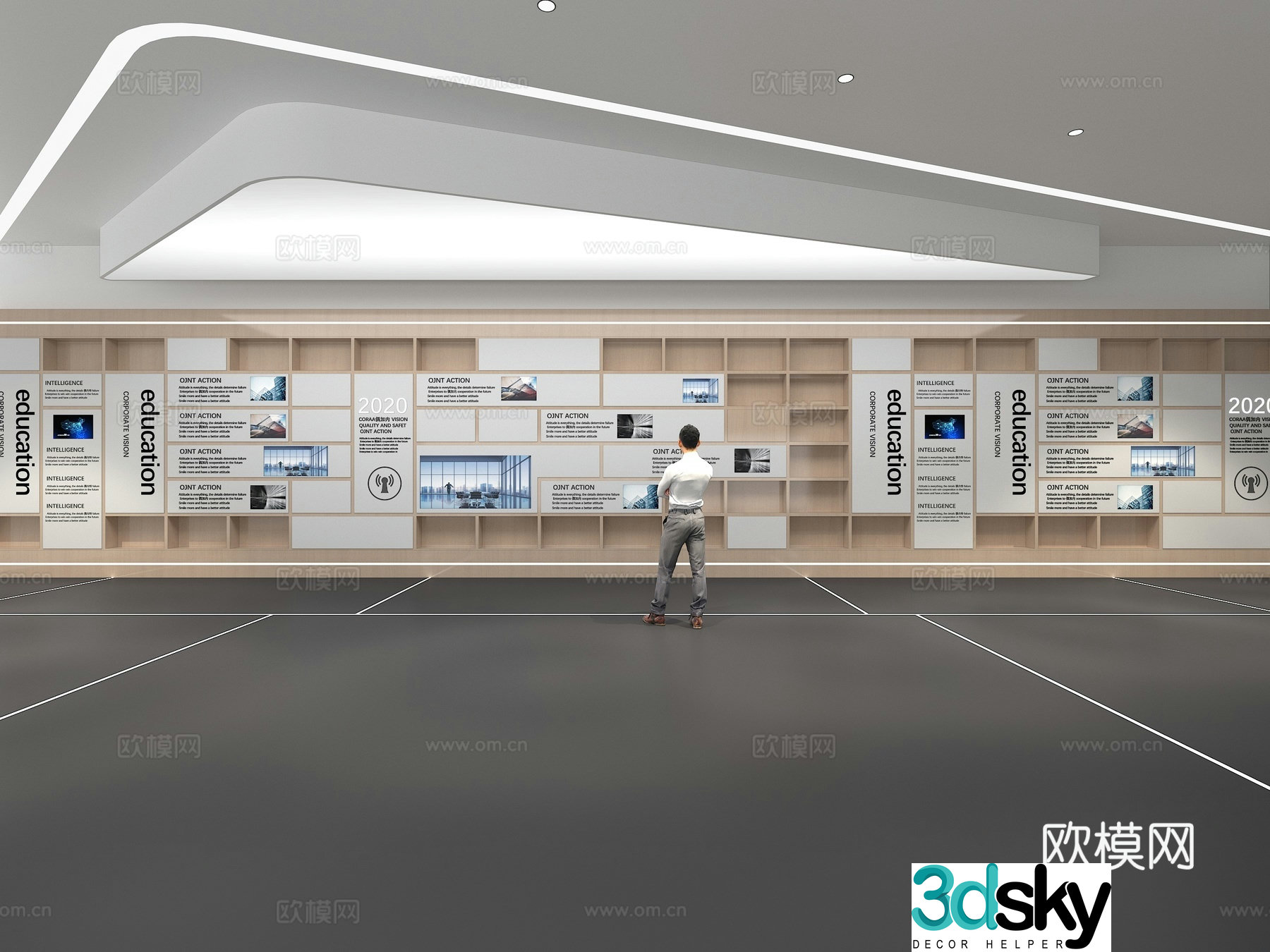 Cultural wall Corporate culture wall Display wall Theme wall Exhibition hall Campus culture Corridor 3D model